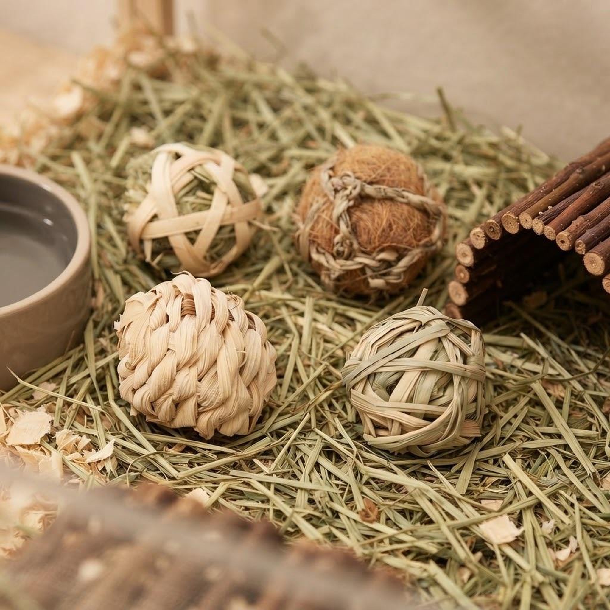 Voir la diapositive 2 : Eden Lot de 4 balles naturelles a grignoter pour rongeurs