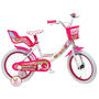 Voir la diapositive 1 : Vélo enfant - Modèle 16'' Fille Licorne / Unicorn pour enfant de taille 105 à 120 cm avec stabilisateurs - Panier avant - Porte poupée arrière - 2 freins et pneus gonflables