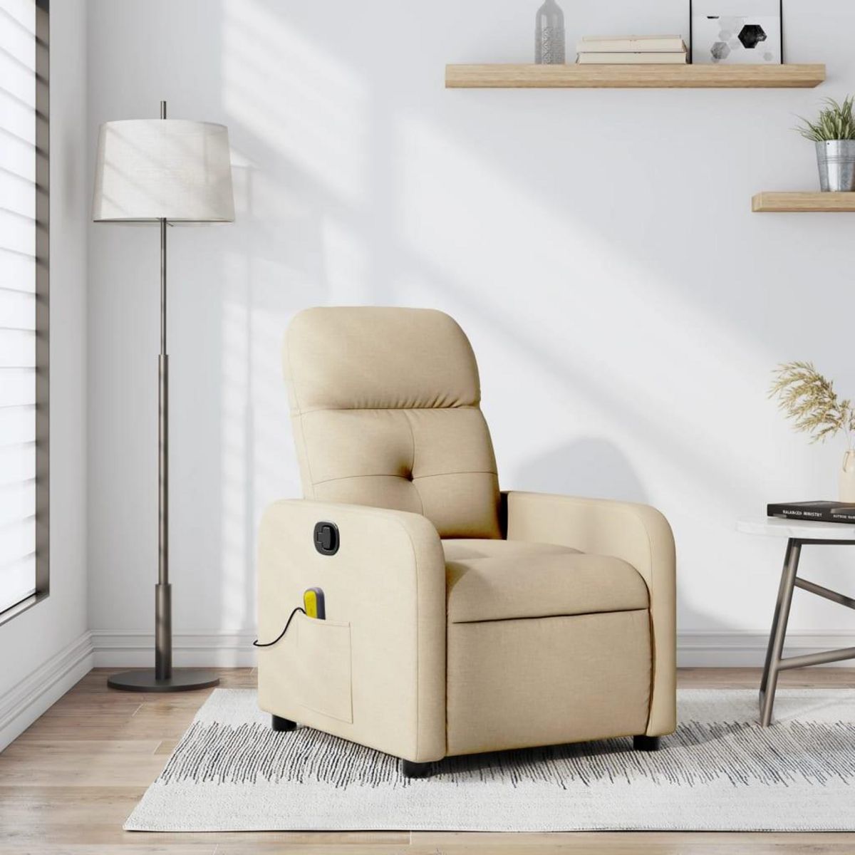 VIDAXL Fauteuil de massage inclinable Creme Tissu