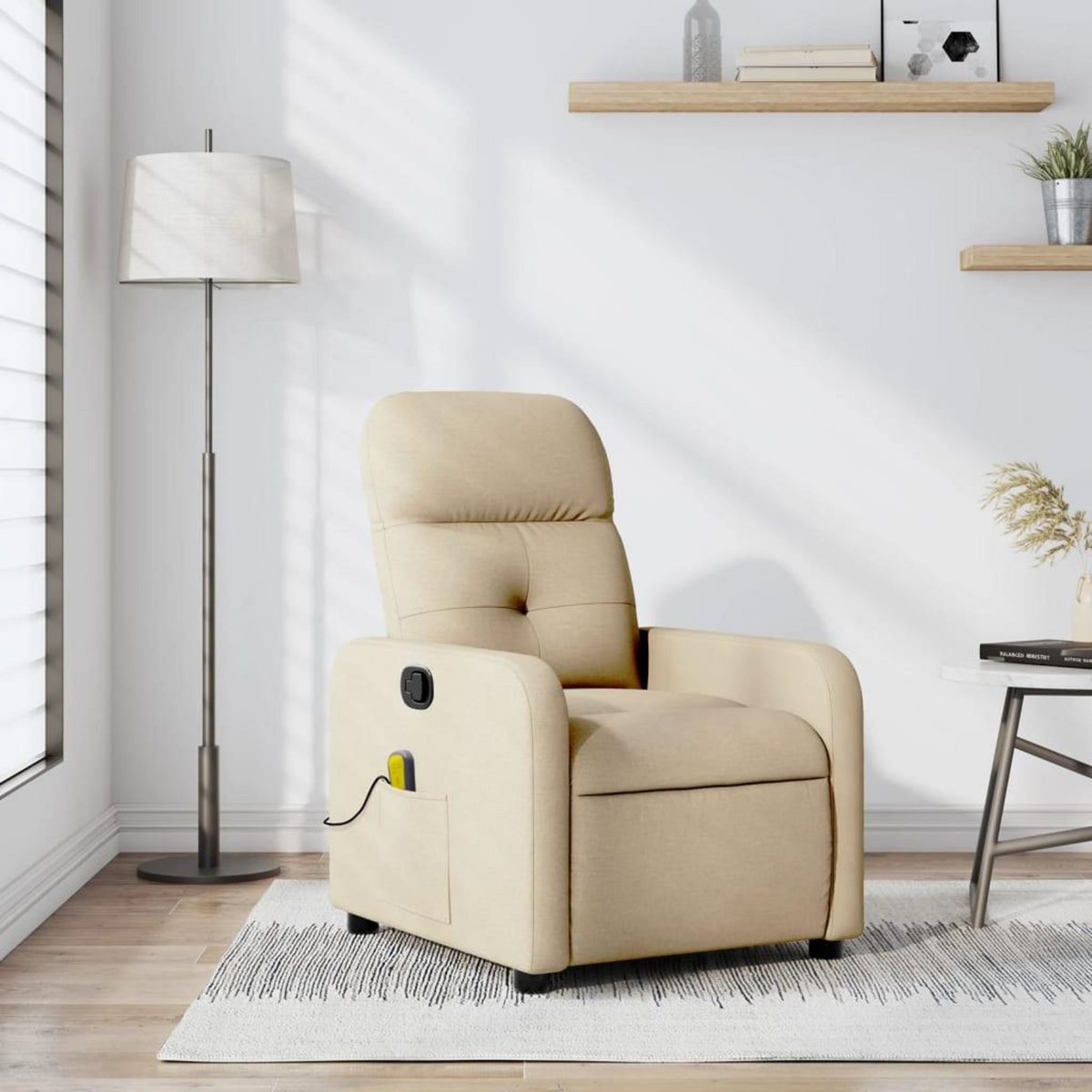 VIDAXL Fauteuil de massage inclinable Creme Tissu