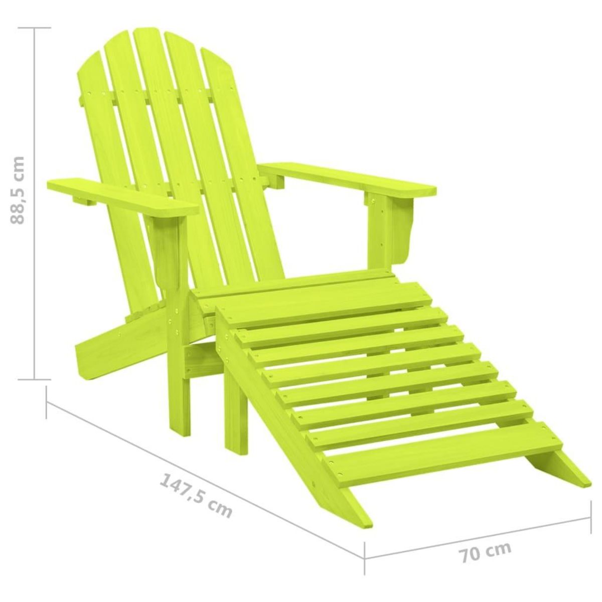 VIDAXL Chaise de jardin Adirondack avec pouf bois de sapin solide vert