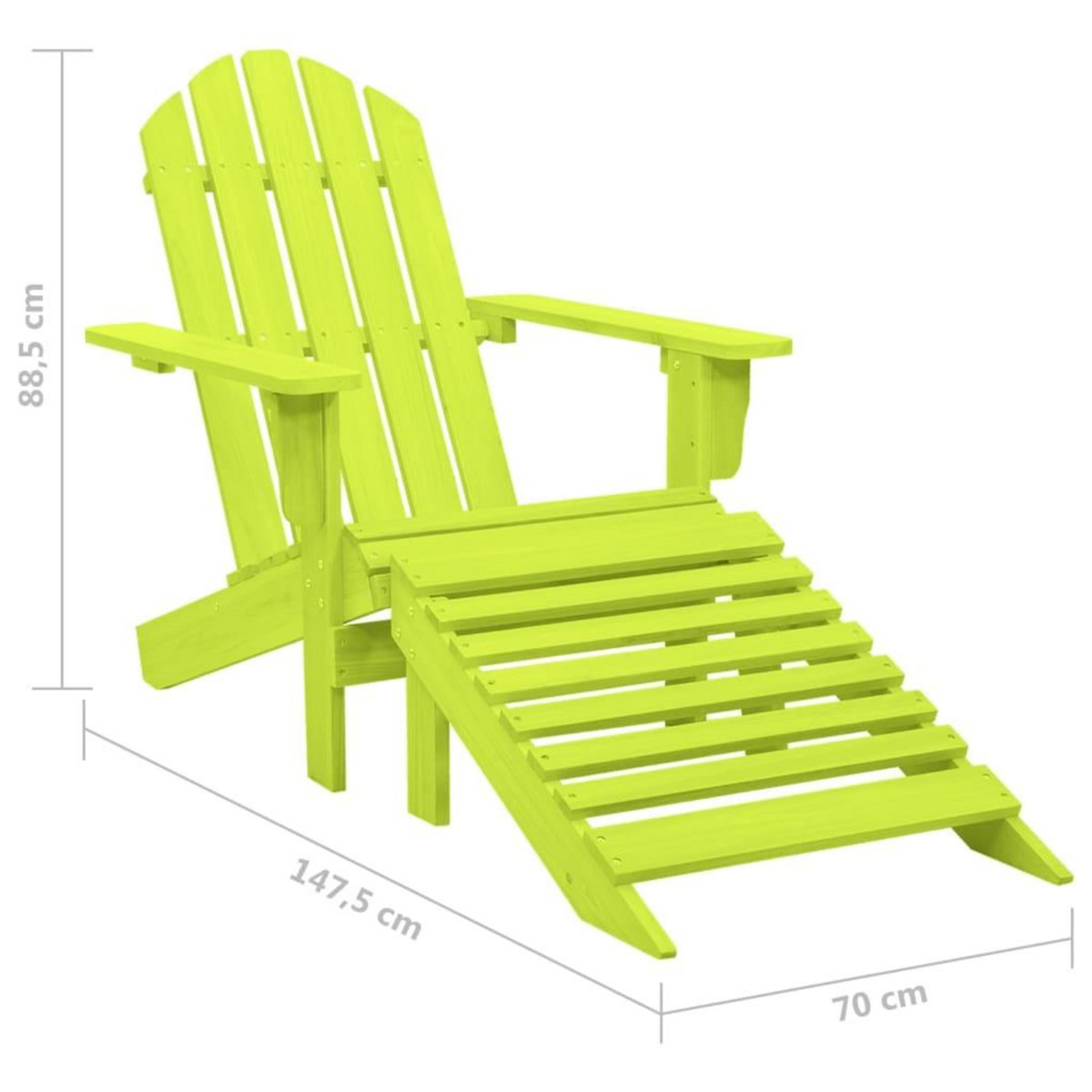 VIDAXL Chaise de jardin Adirondack avec pouf bois de sapin solide vert
