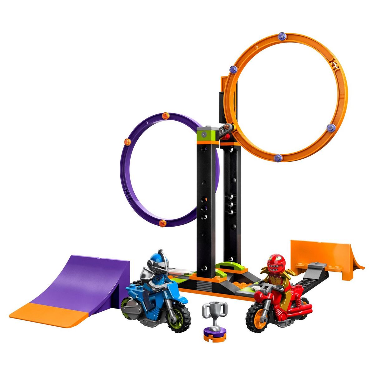 LEGO City 60360 - Le défi de cascade : les cercles rotatifs,  Épreuves pour 1 ou 2 Joueurs avec Moto