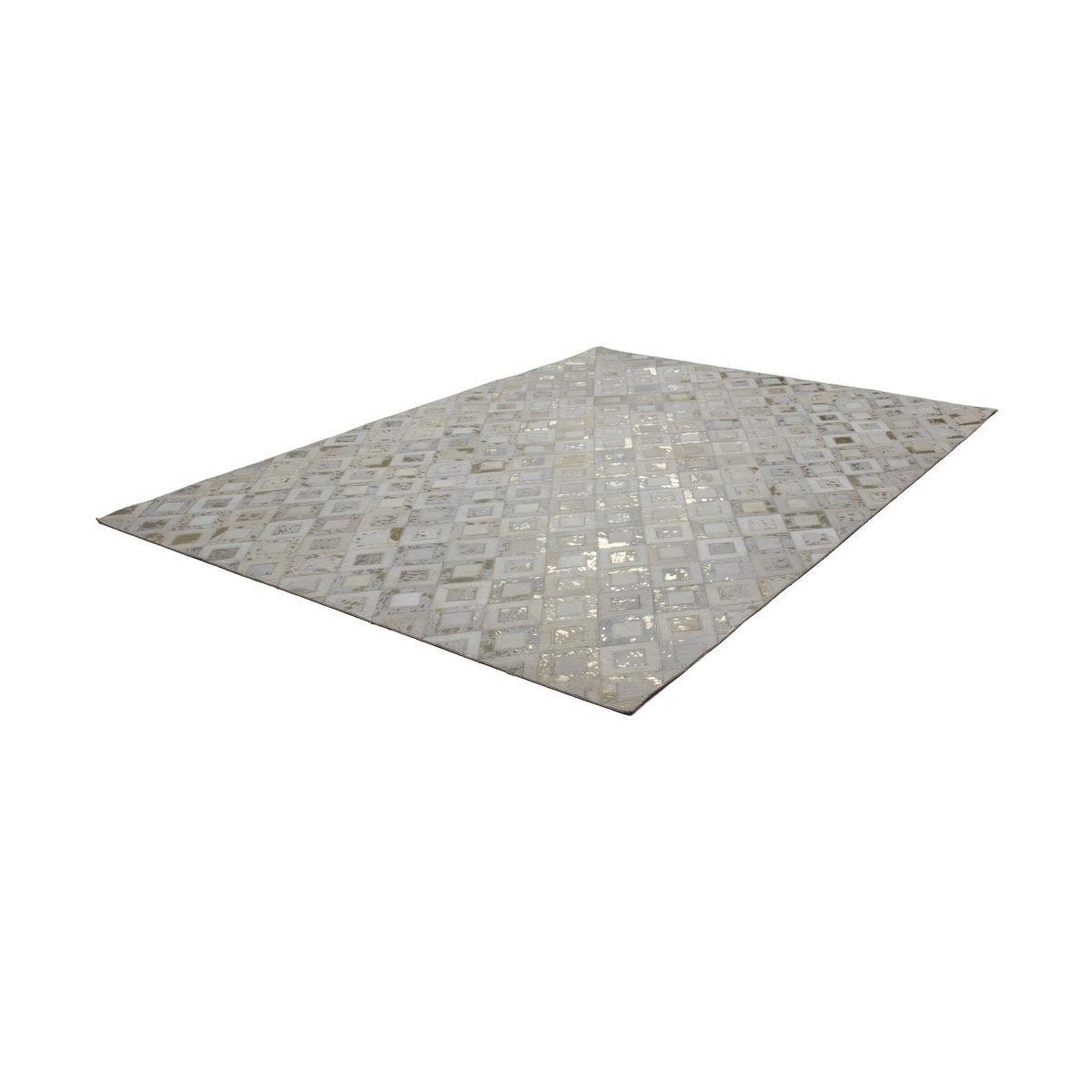 Voir la diapositive 4 : Paris Prix Tapis en cuir effet métallique  spark  ivoire & or