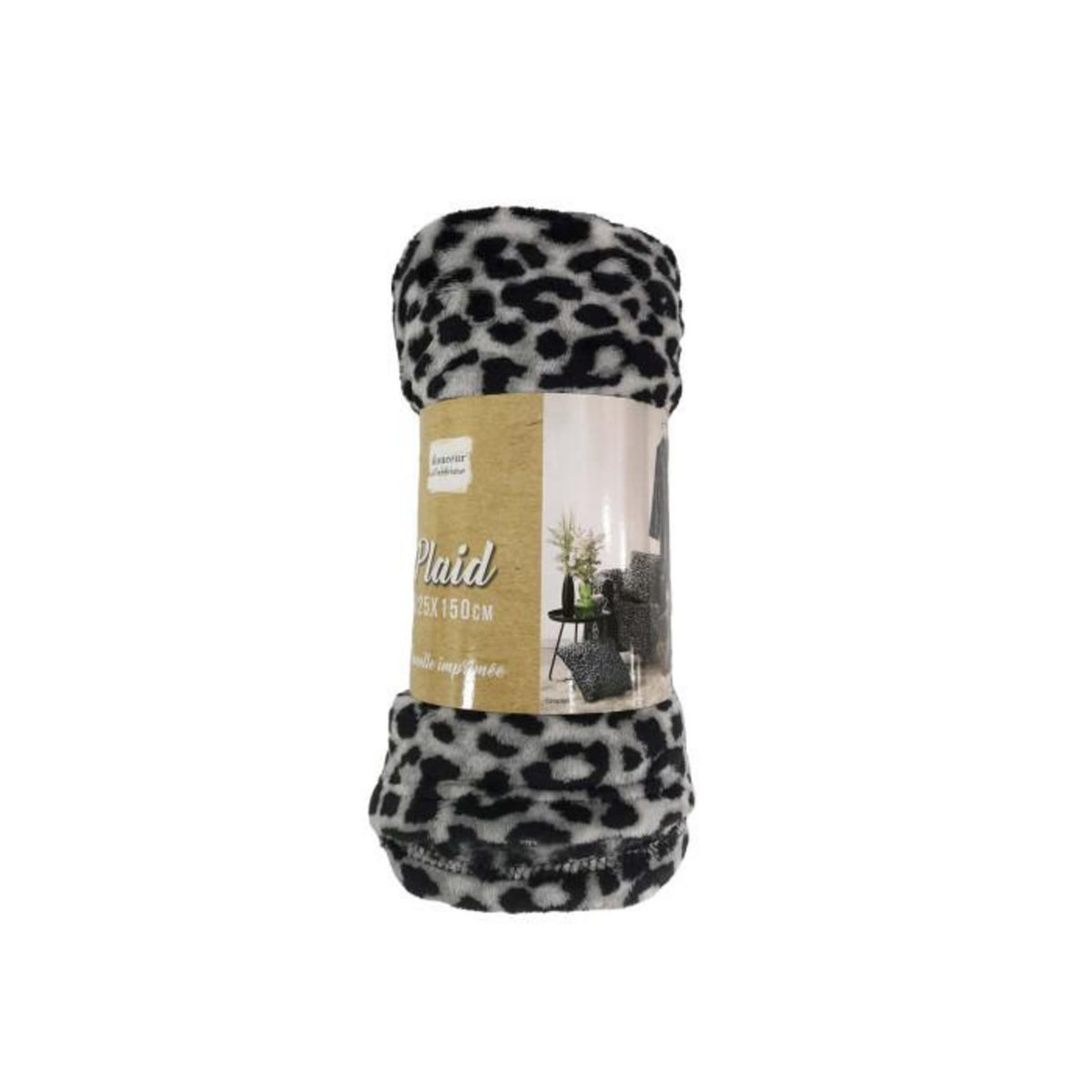 Paris Prix Plaid Flanelle Imprimé  Léopard  125x150cm Gris