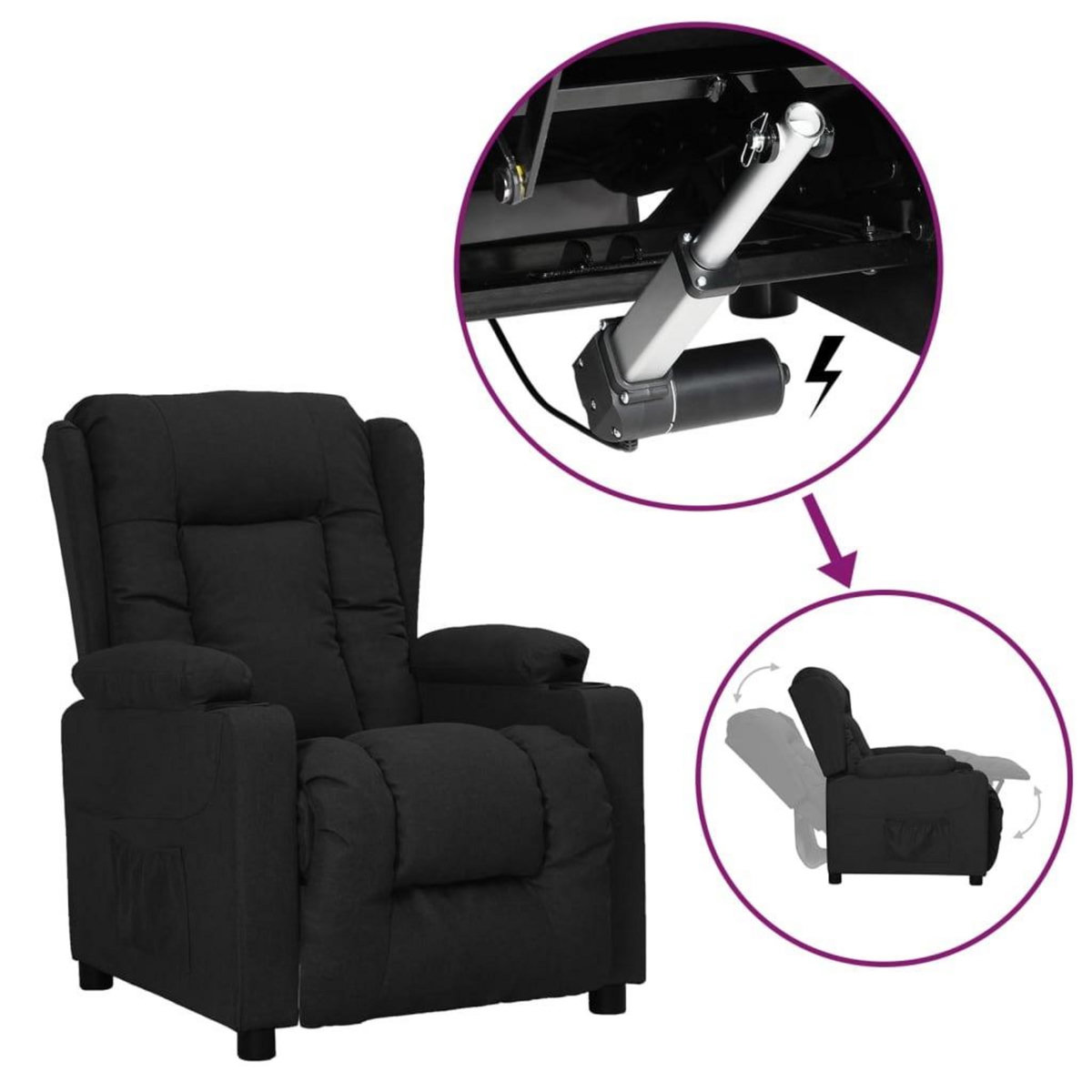 VIDAXL Fauteuil Noir Tissu
