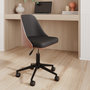 Voir la diapositive 2 : Rendez vous déco Chaise de bureau pivotante sur roulettes en bois foncé et PU noir-Georges