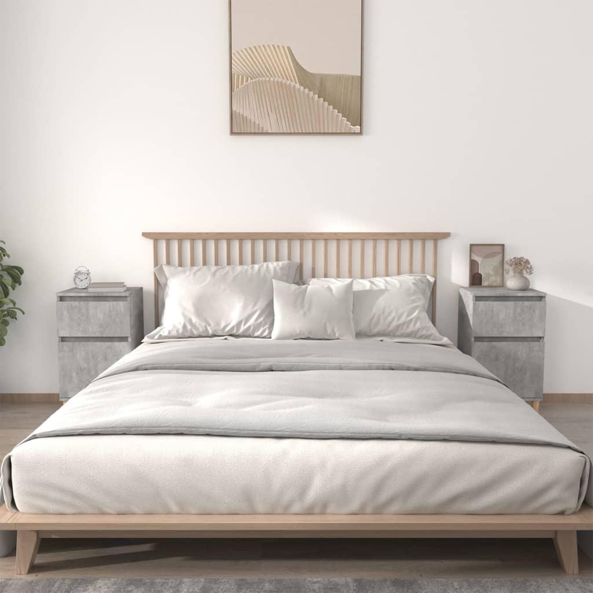 VIDAXL Tables de chevet 2 pcs gris beton 40x35x70 cm