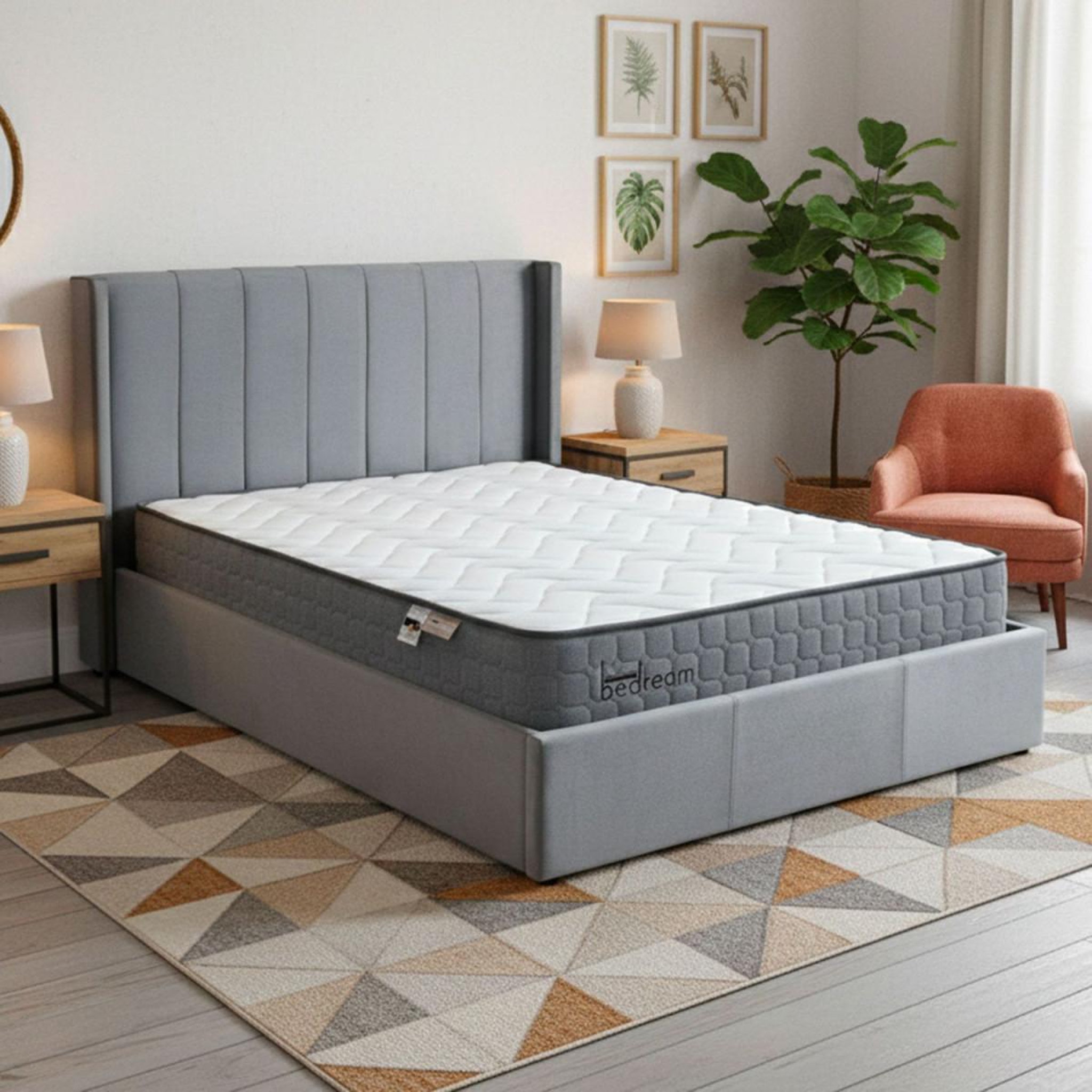 Voir la diapositive 5 : Paris Prix Pack lit coffre en velours & matelas  maggie & goodream  160x200cm gris