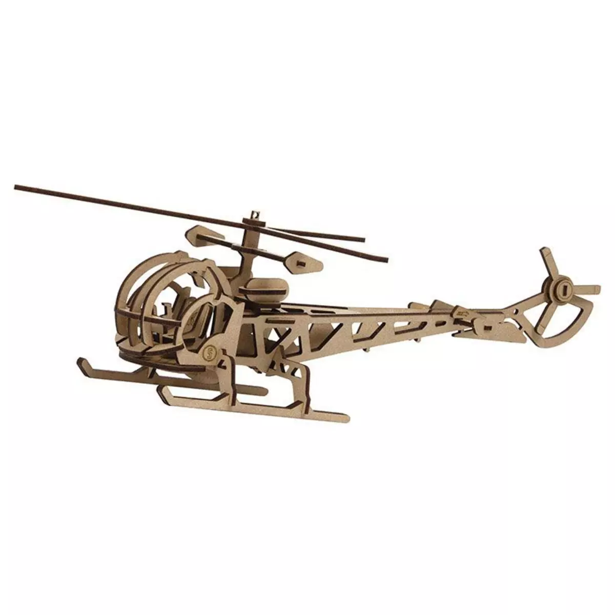 KELPI Maquette 3D en bois MDF - Hélicoptère - 38 x 13 cm