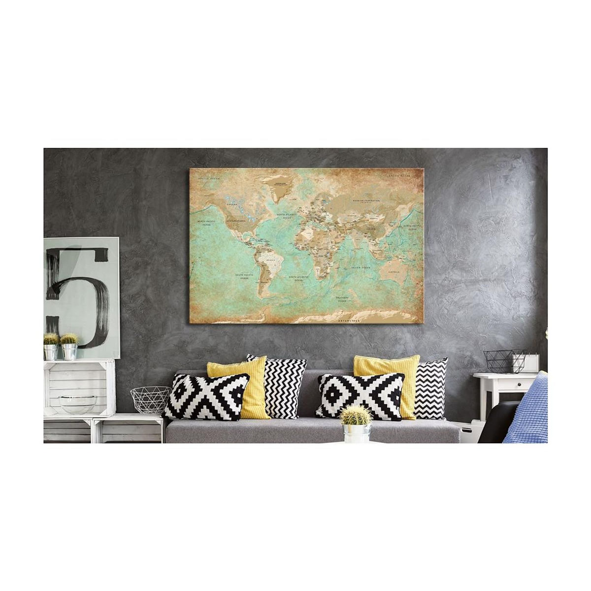 Paris Prix Tableau Imprimé  World Map : Celadon Journey