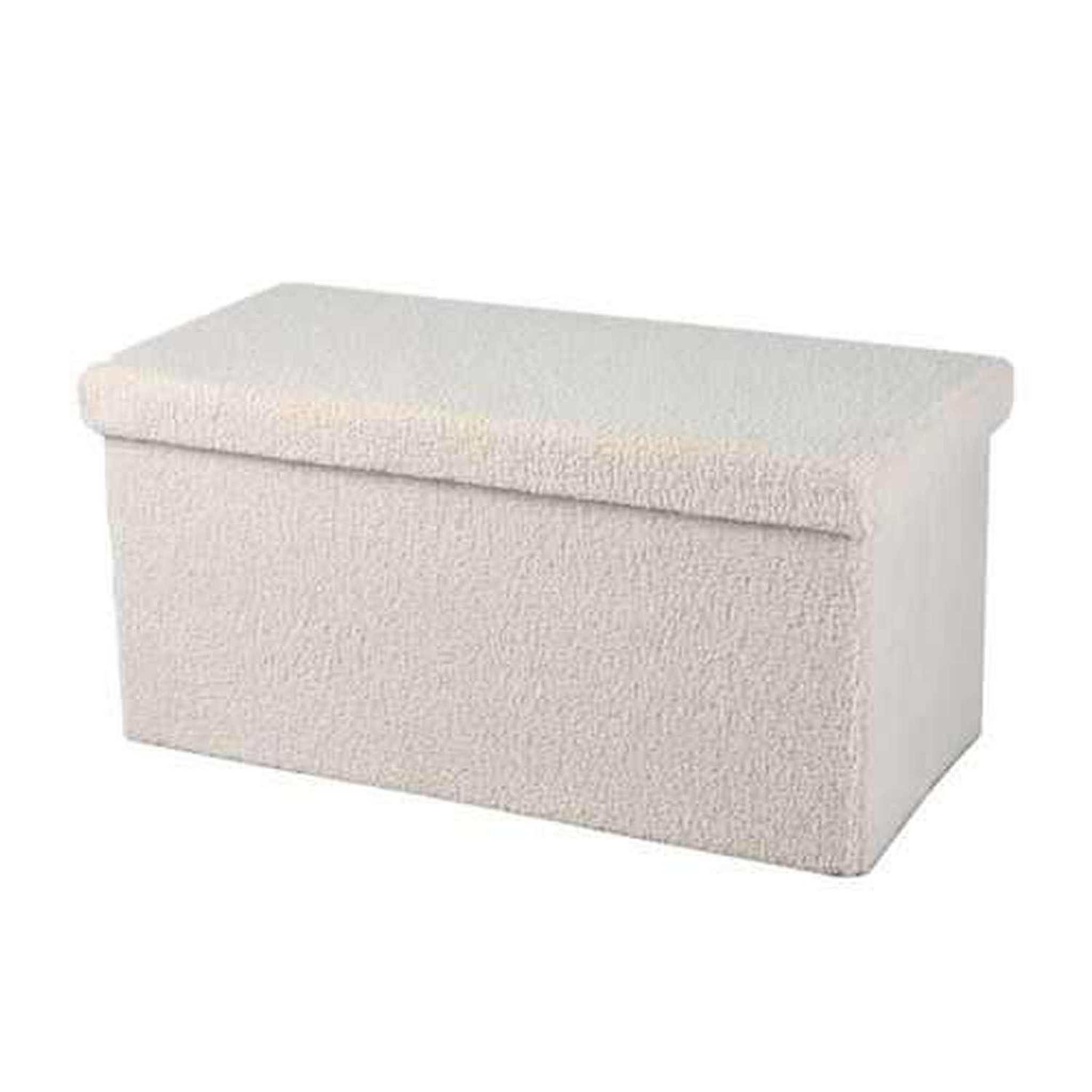 DIVERS Banc de rangement pliable kube revêtement bouclette - blanc crème