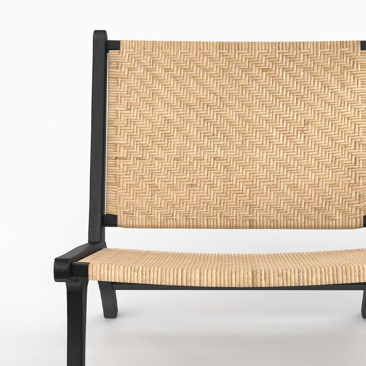 Rendez vous déco Fauteuil en bois de teck noir et tressage chevron en rotin-Kilka