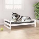 VIDAXL Lit pour chien Blanc 105,5x75,5x28 cm Bois de pin solide