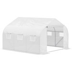 OUTSUNNY Serre tunnel de jardin 3,5 x 3 x 2 m grande taille 6 fenêtres blanc