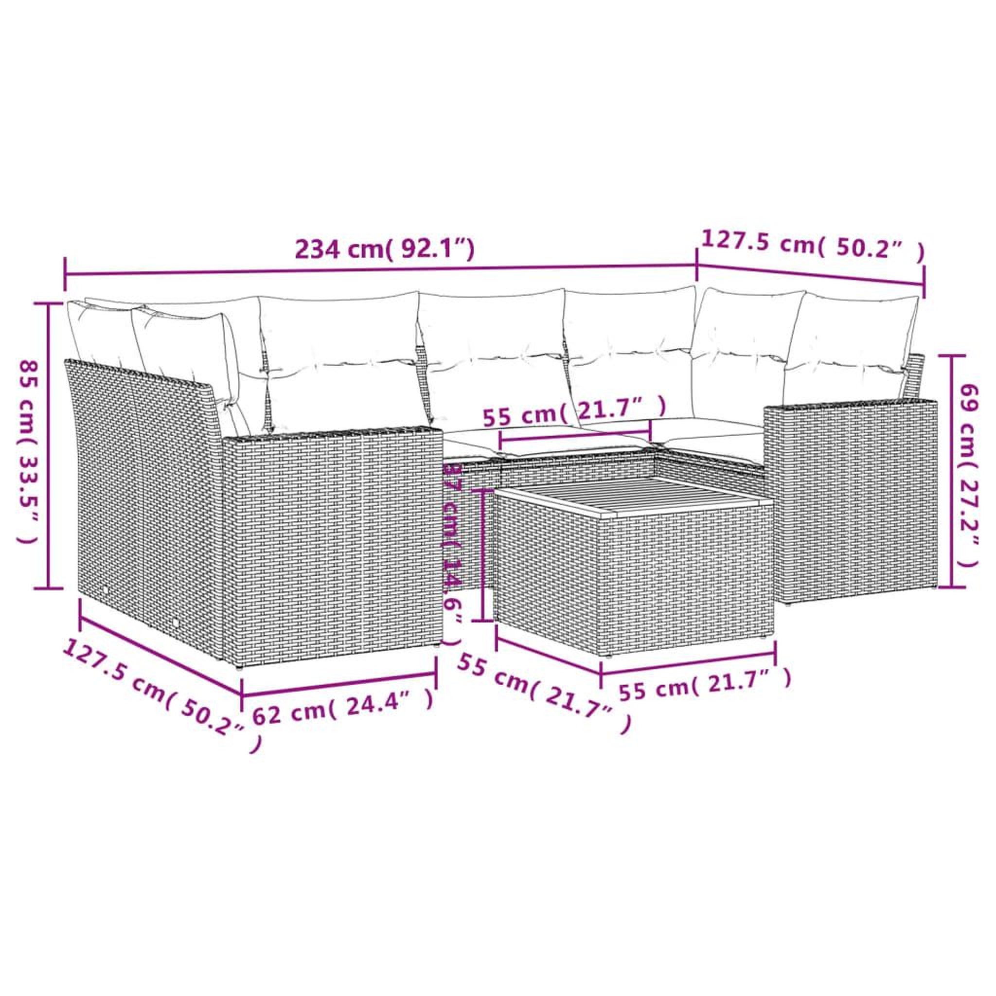 Voir la diapositive 3 : VIDAXL Salon de jardin 7 pcs avec coussins noir resine tressee