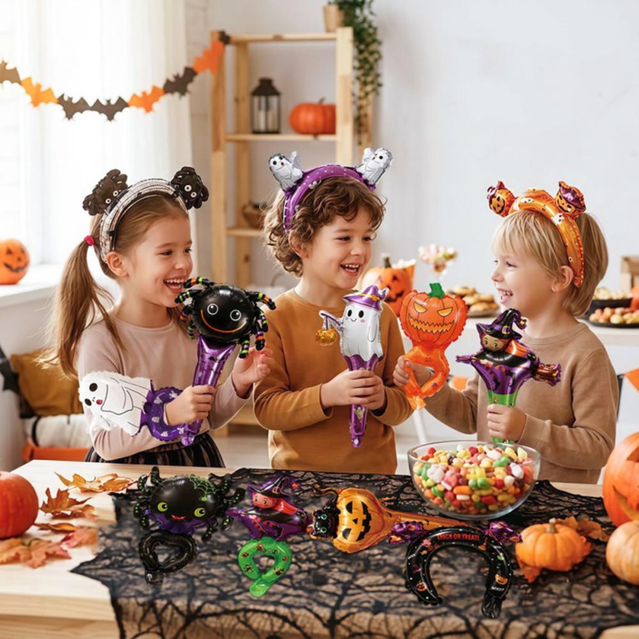 Voir la diapositive 5 : Ballons aluminium au foil Halloween, assortiment multicolore 25 cm (intérieur), 24 pièces