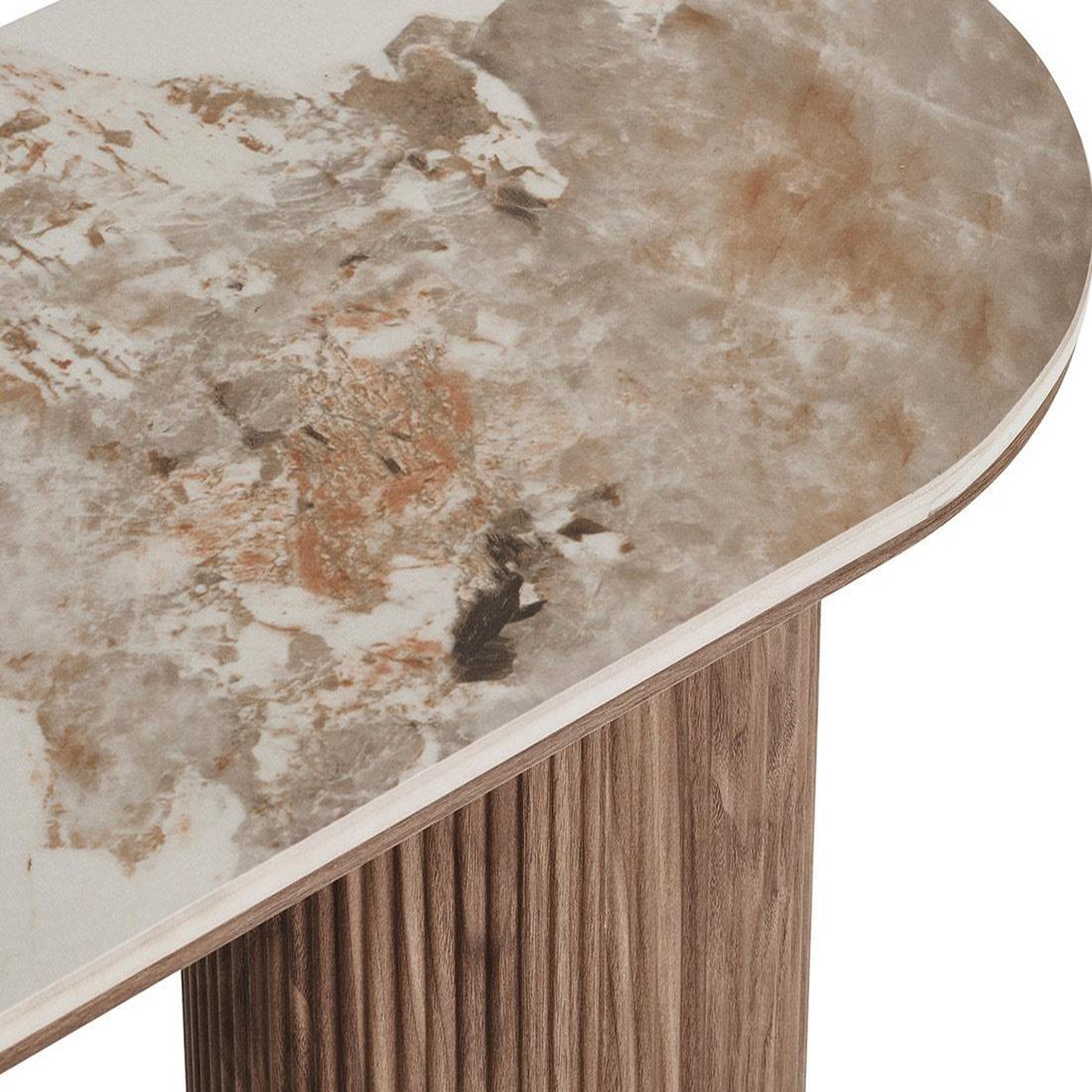 Voir la diapositive 5 : BEST MOBILIER Lysa - console plateau effet marbre et pieds effets bois - 78 cm