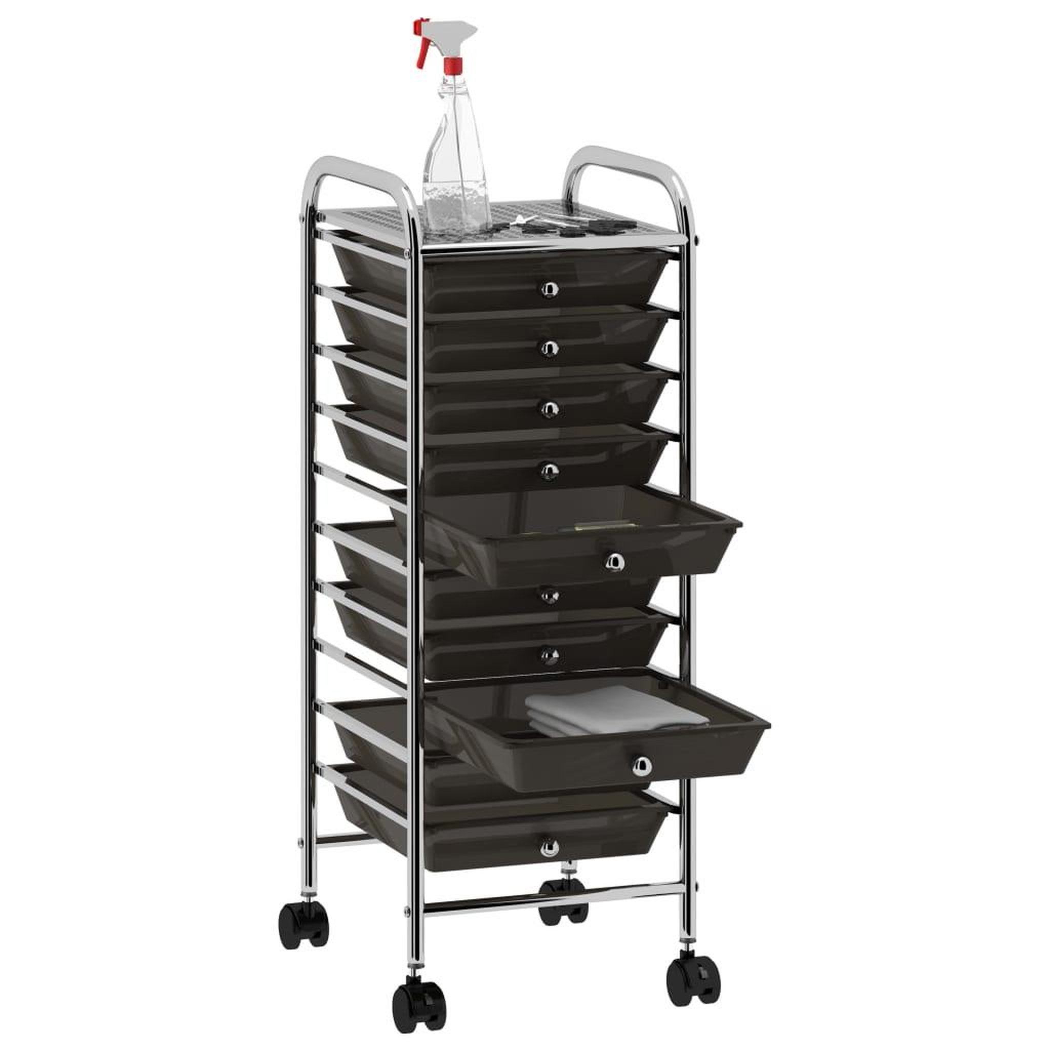 Voir la diapositive 3 : VIDAXL Chariot de rangement mobile a 10 tiroirs Noir Plastique