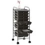Voir la diapositive 3 : VIDAXL Chariot de rangement mobile a 10 tiroirs Noir Plastique