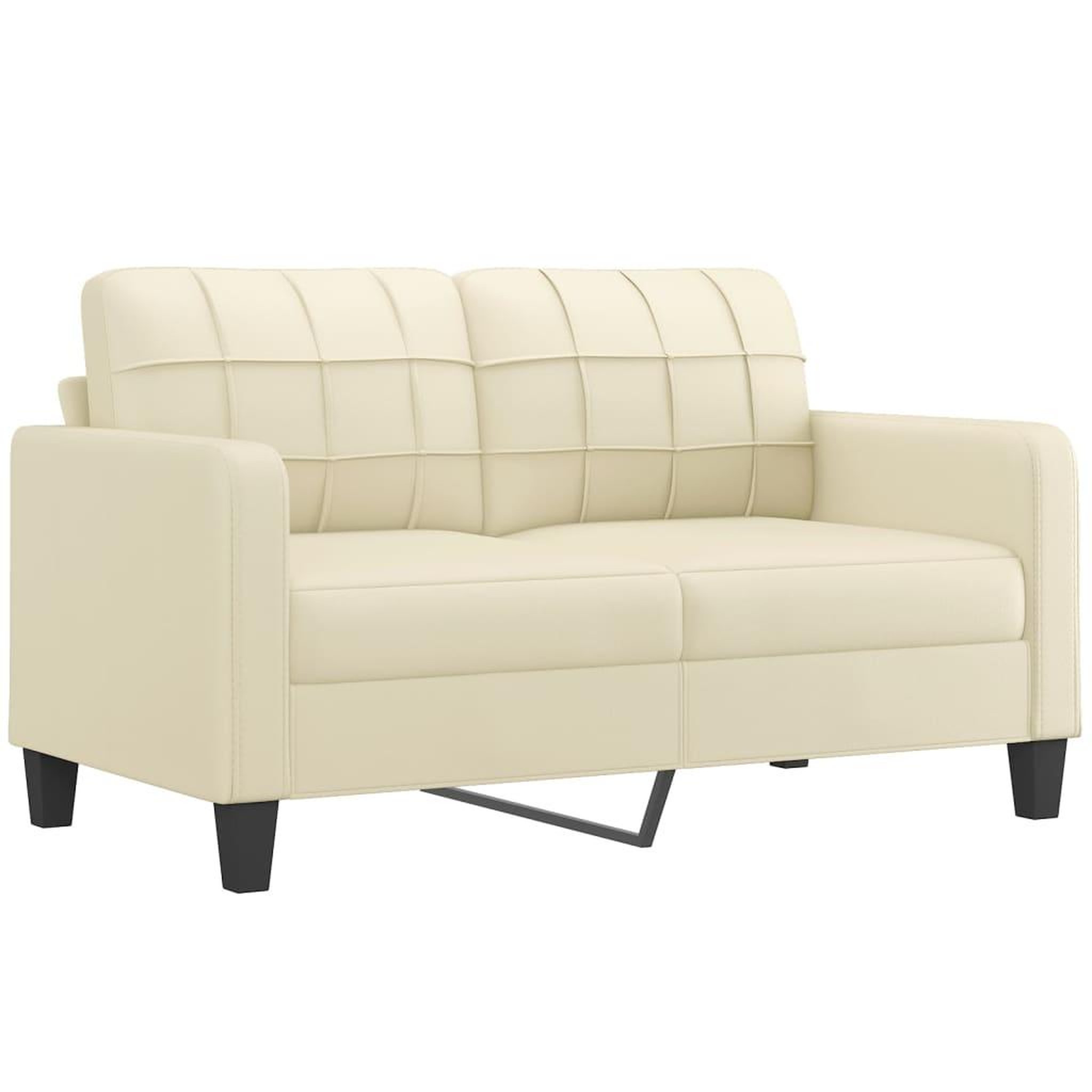 Voir la diapositive 4 : VIDAXL Canape 2 places avec oreillers creme 140 cm similicuir