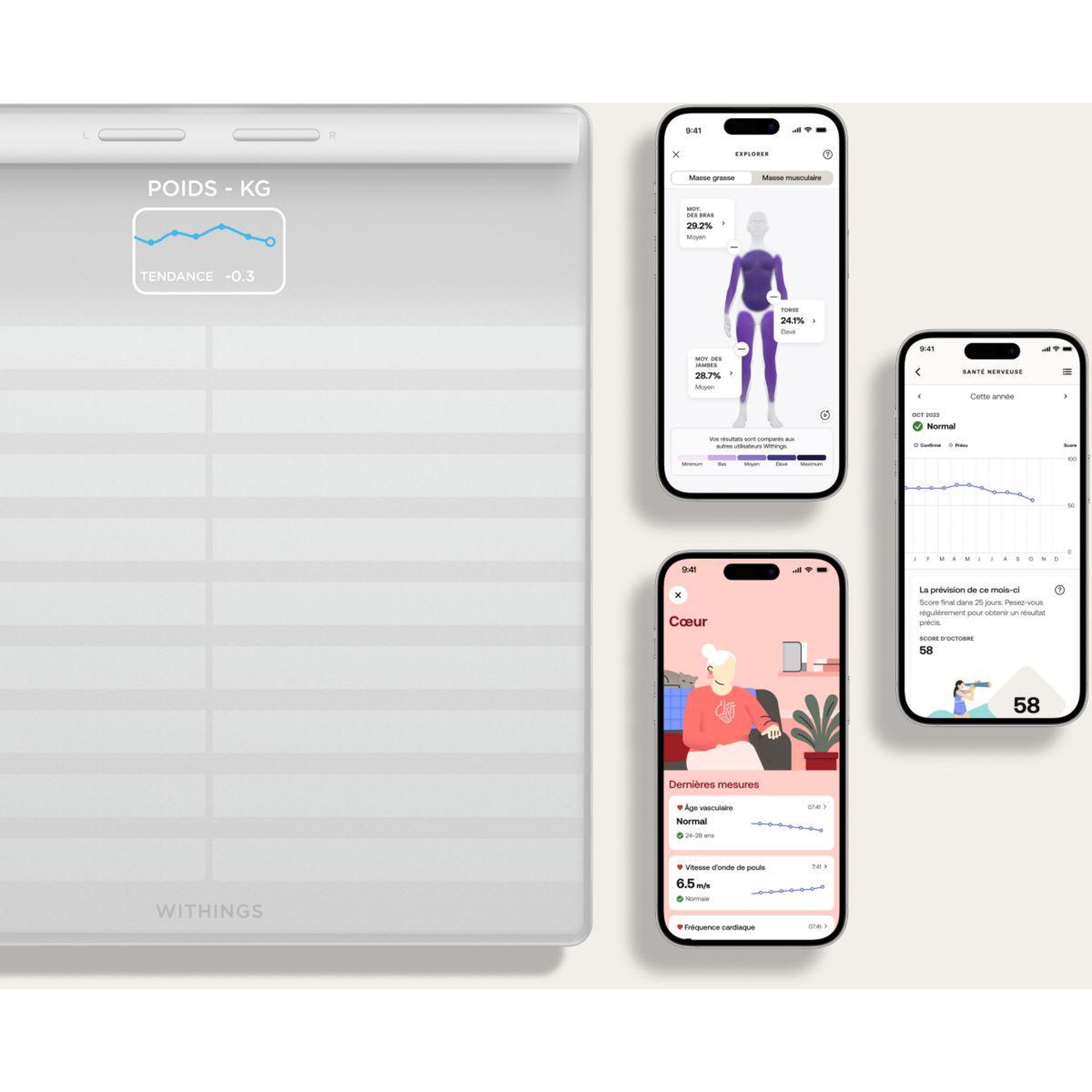 Voir la diapositive 4 : WITHINGS Pèse personne connecté body scan blanche