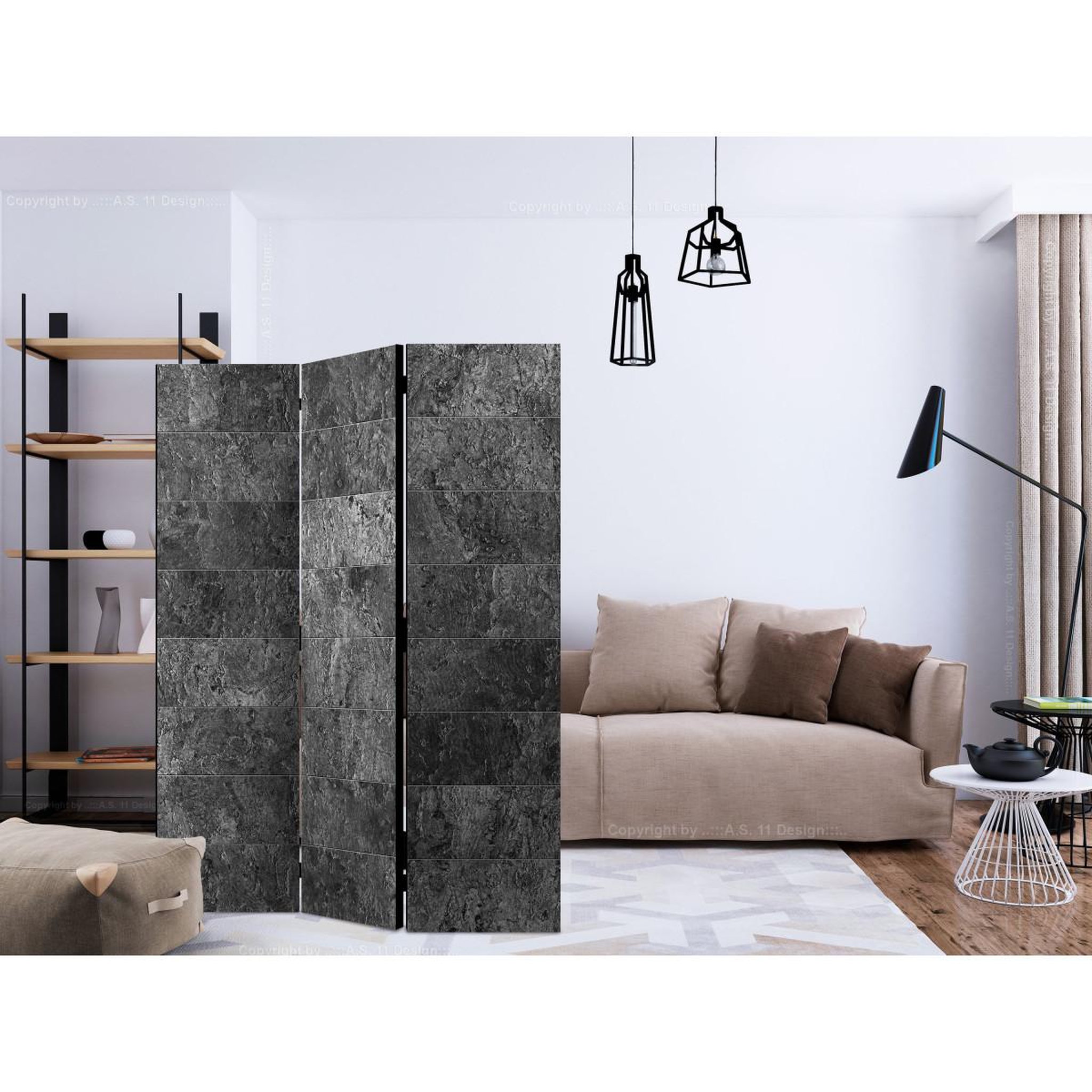 Voir la diapositive 2 : Paris Prix Paravent 3 volets  shade of grey  135x172cm
