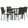 Voir la diapositive 2 : VIDAXL Ensemble a manger de jardin coussins 5pcs Noir Resine tressee