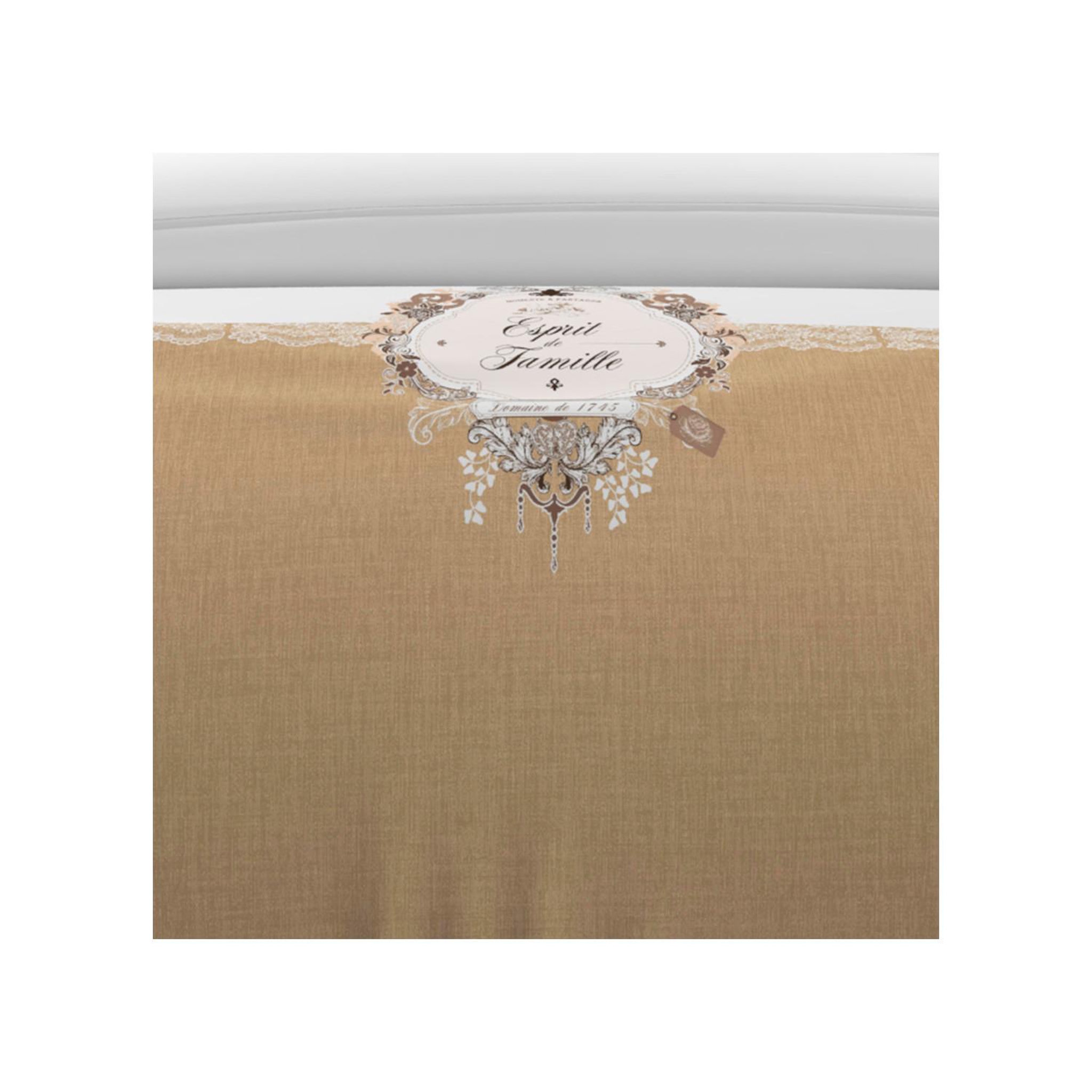 Voir la diapositive 3 : SOLEIL D'OCRE Parure housse de couette 260x240 cm en coton 57 fils esprit de famille taupe, par soleil d'ocre