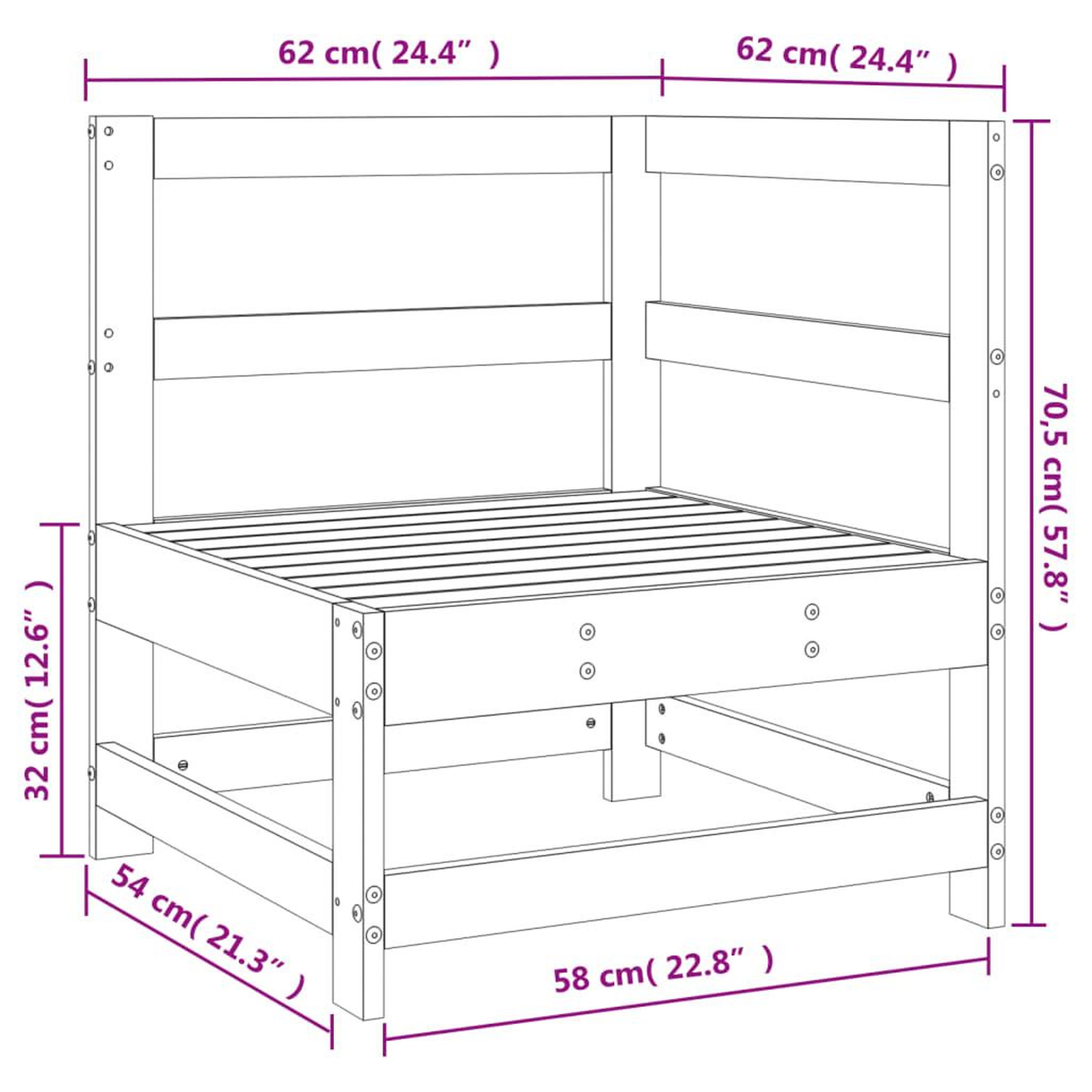 Voir la diapositive 6 : VIDAXL Canape d'angle de jardin bois de pin impregne