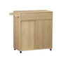 Voir la diapositive 1 : SWEEEK Desserte de cuisine LINEAR décor bois 1 poignée 1 tiroir 2 portes 4 roues. Naturel