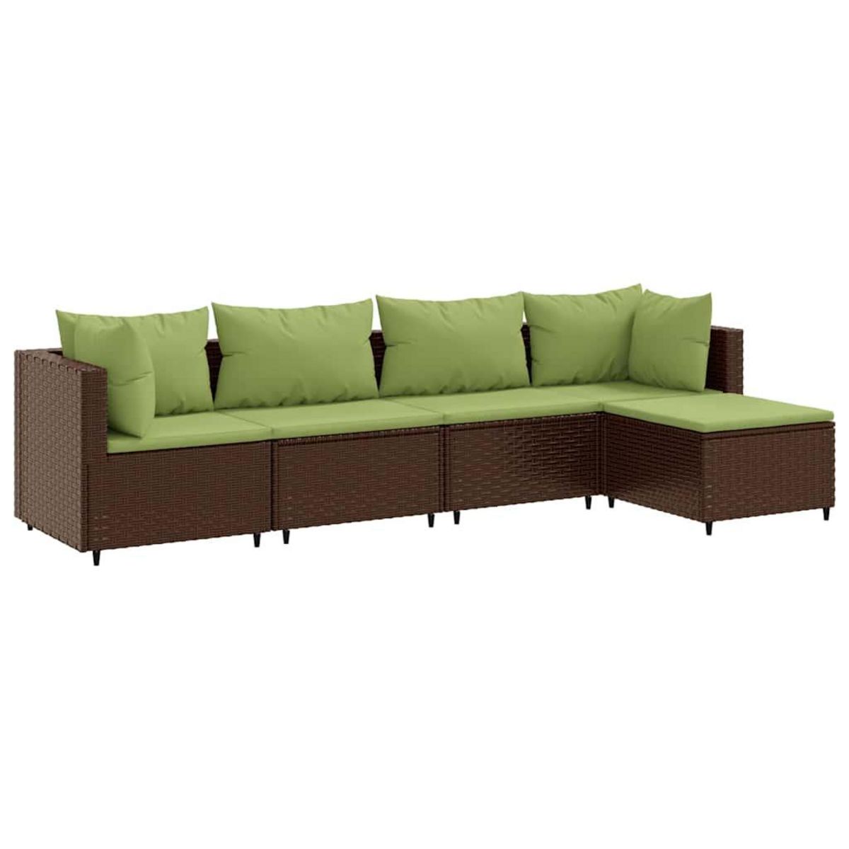 VIDAXL Salon de jardin 5 pcs avec coussins Marron Resine tressee