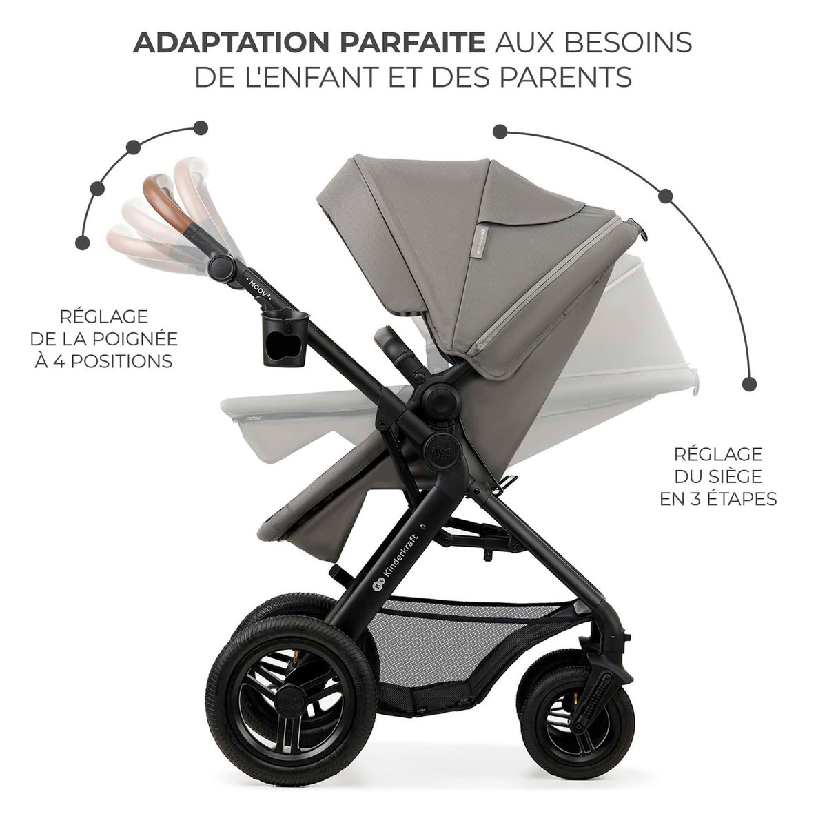 KINDERKRAFT Poussette trio moov 2 pratique et confortable
