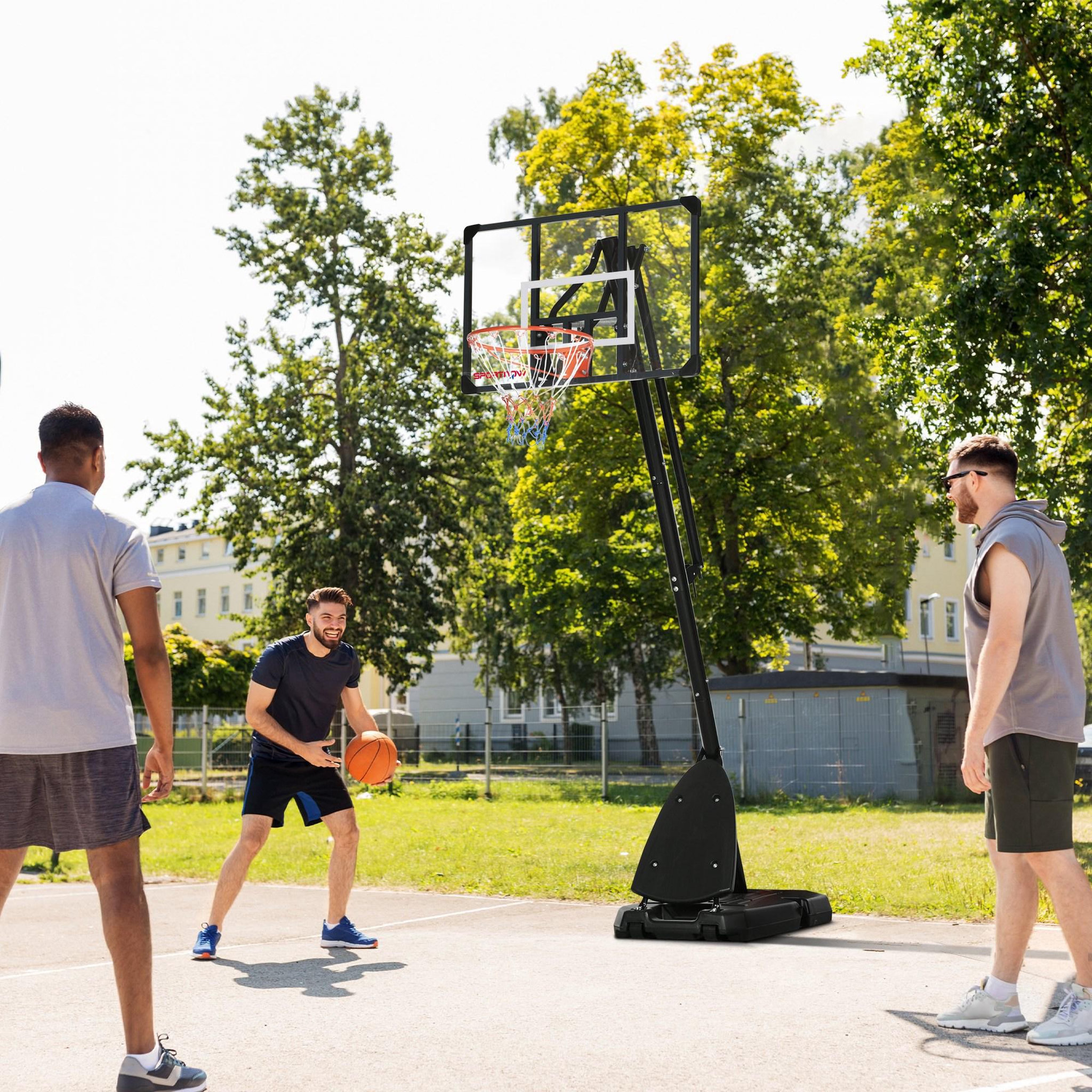 Voir la diapositive 2 : HOMCOM Panier de basket-ball sur pied avec base de lestage sur roulettes hauteur réglable 2,93-3,5 m acier pc noir