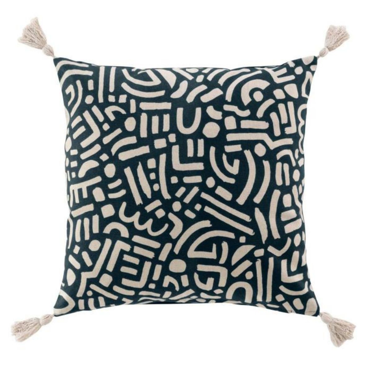 Paris Prix Coussin Déco Pompons  Lior  45x45cm Noir
