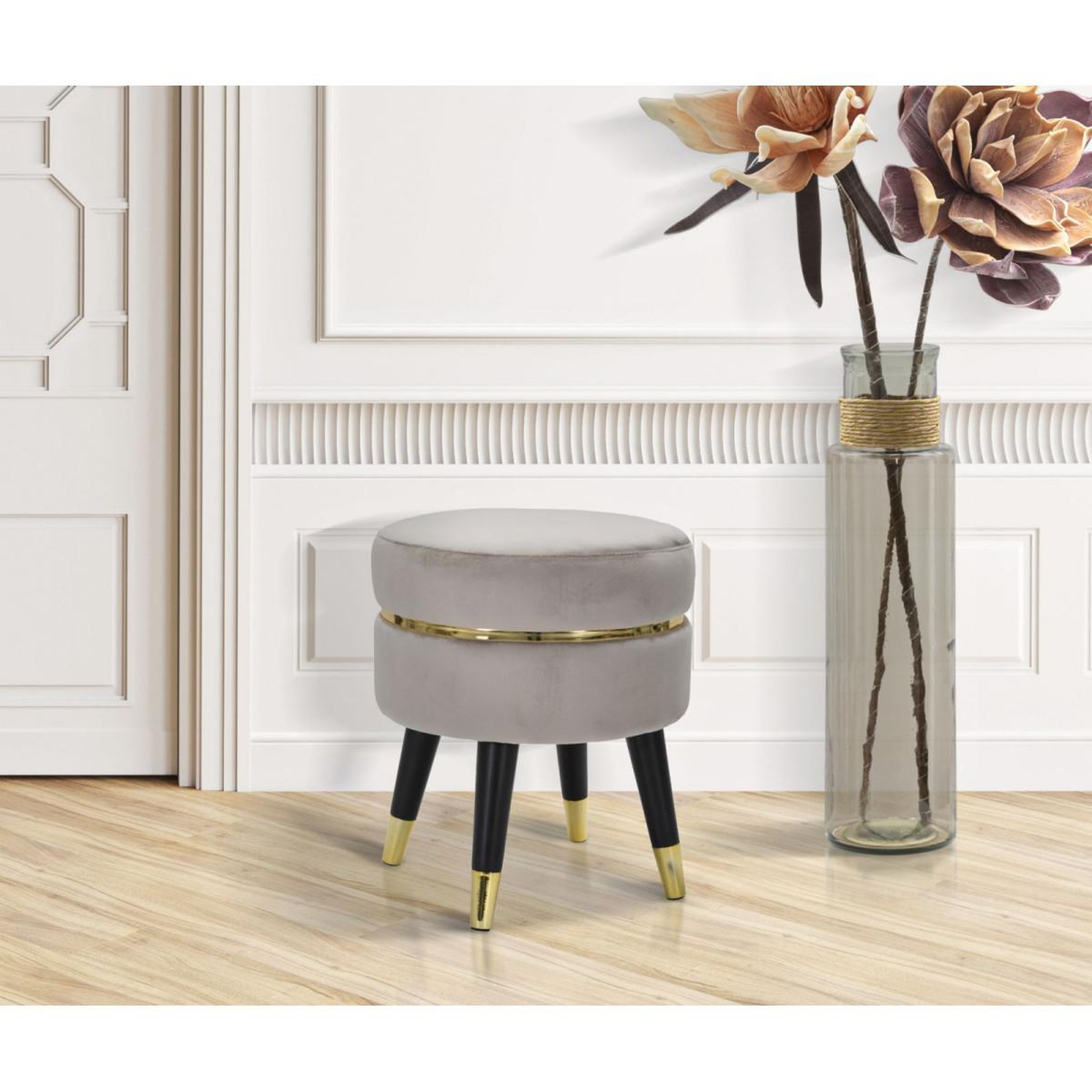 Voir la diapositive 6 : Paris Prix Tabouret design  paris  40cm gris & or