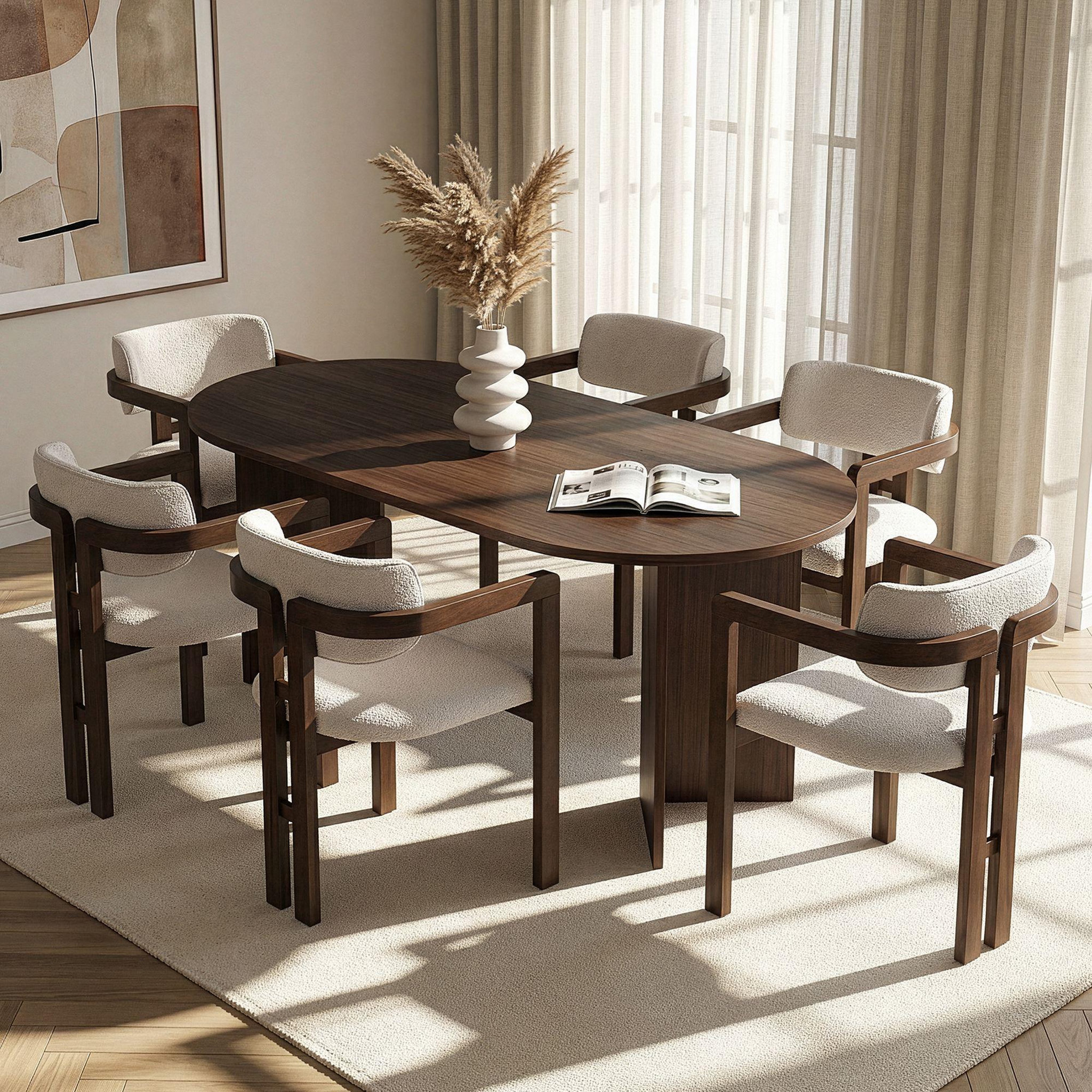 Voir la diapositive 2 : Habitat et Jardin Ensemble Table et Chaises (7 Pièces) en bois  Meridia 6  - 180 x 90 x 75 cm - Blanc