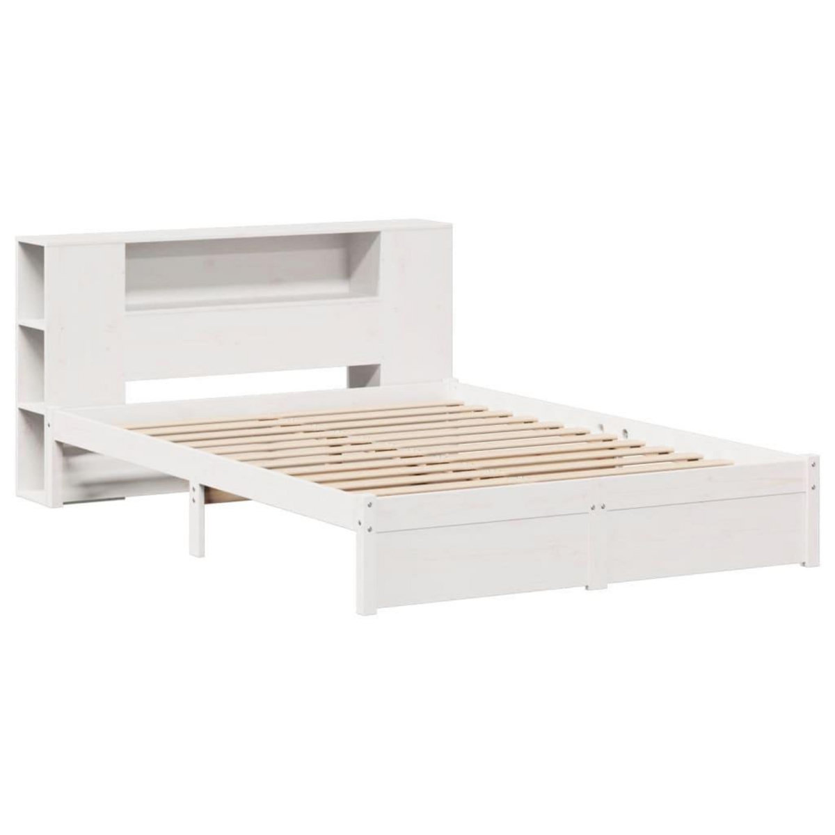 VIDAXL Lit bibliotheque sans matelas blanc 160x200 cm bois pin massif