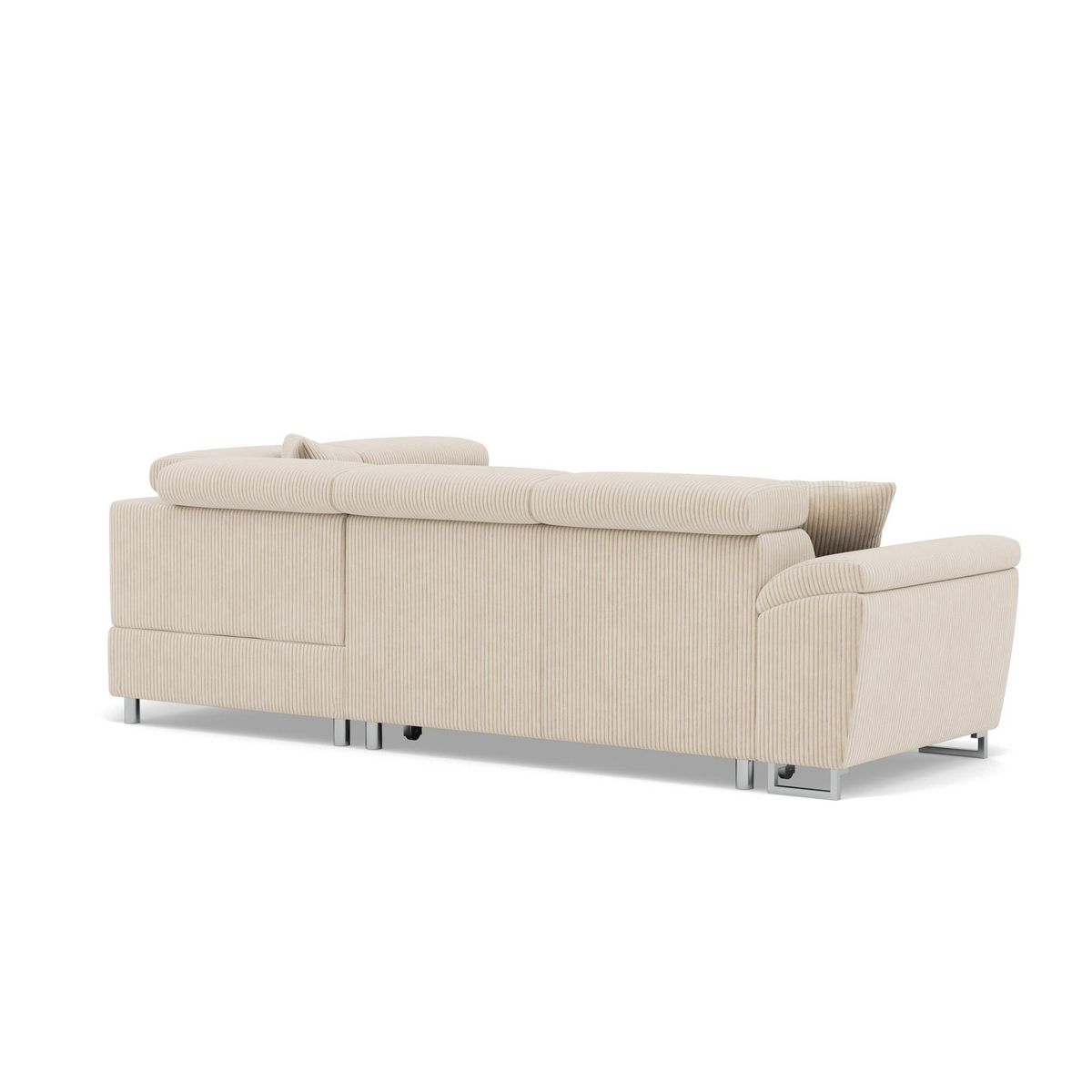 BEST MOBILIER Baoji - canapé d'angle droit 5 places convertible avec têtières et coffre en velours côtelé