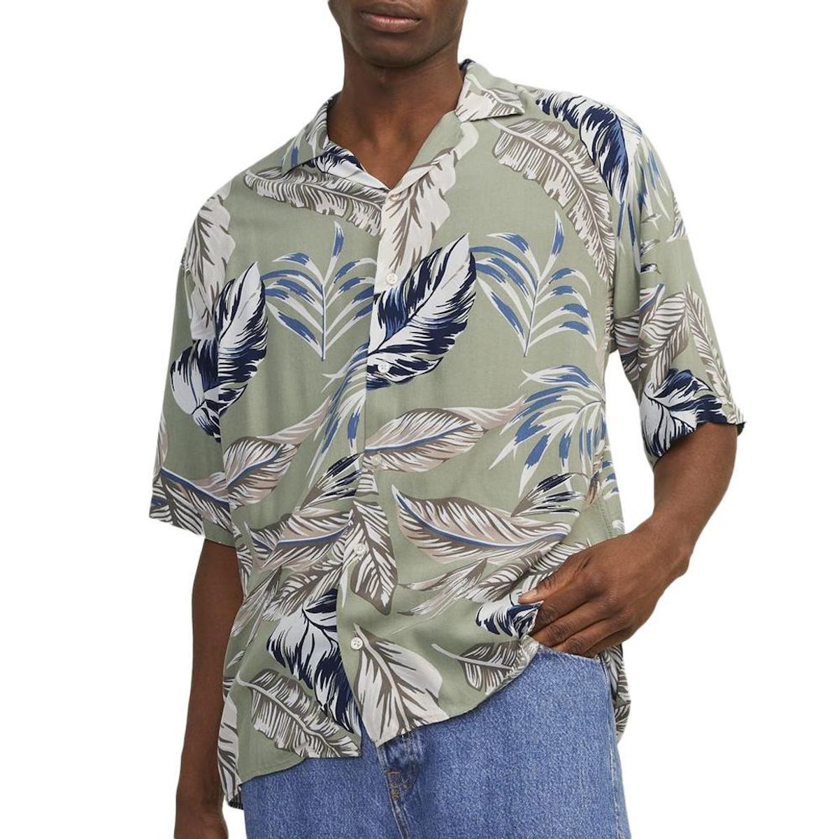 Jack & Jones Chemisette Kaki/Marine Homme Jack & Jones Resort Floral