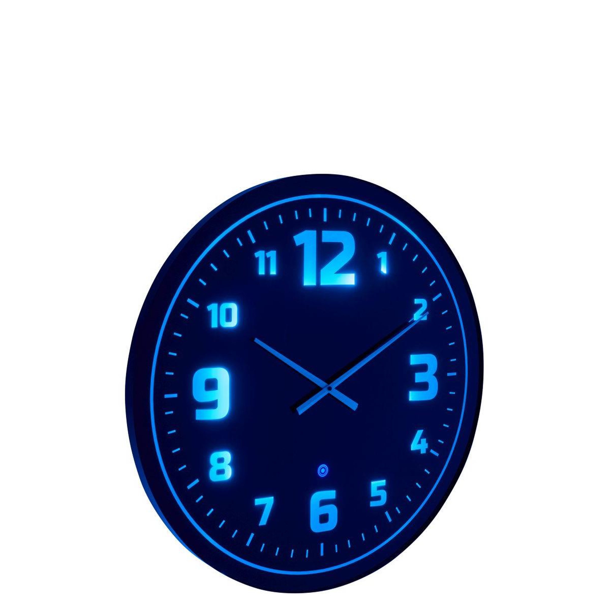 Voir la diapositive 4 : J-LINE Horloge murale à led  juan  70cm noir & bleu