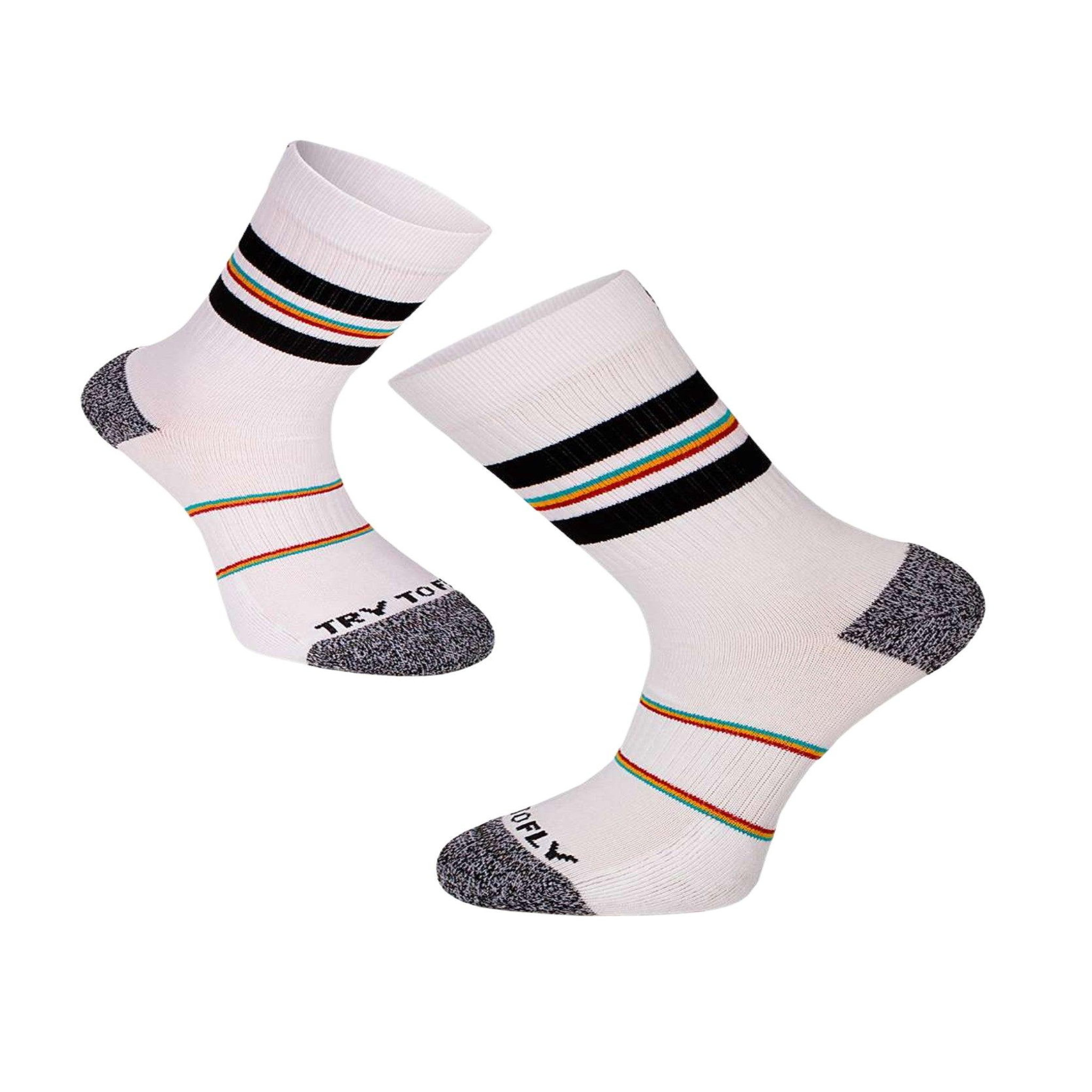 TRY TO FLY Chaussettes active life style - blanc, style rétro. Coloris disponibles : Blanc