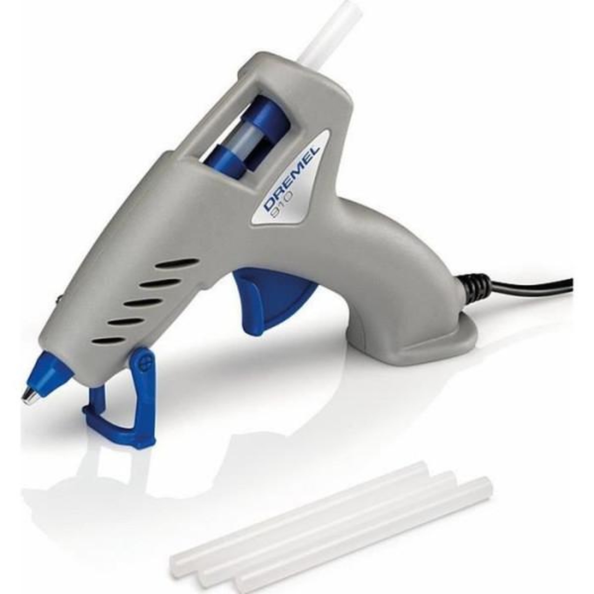 Voir la diapositive 2 : Dremel Pistolet a colle chaude dremel 910 - température de chauffe a 165°c - livré avec 3 batons de colle 7mm