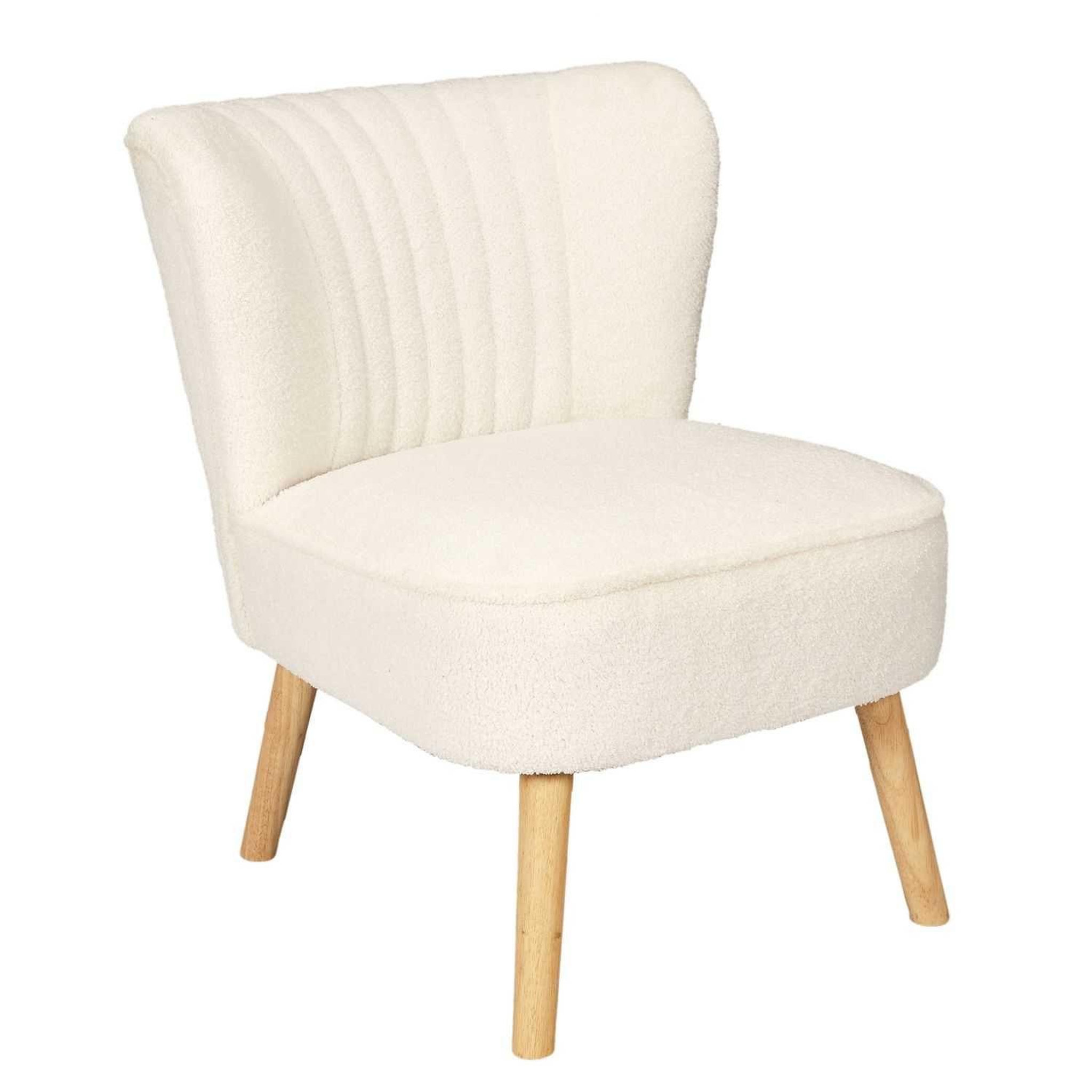 Voir la diapositive 1 : The Home Deco Factory Fauteuil crapaud en bouclette Moss - Blanc