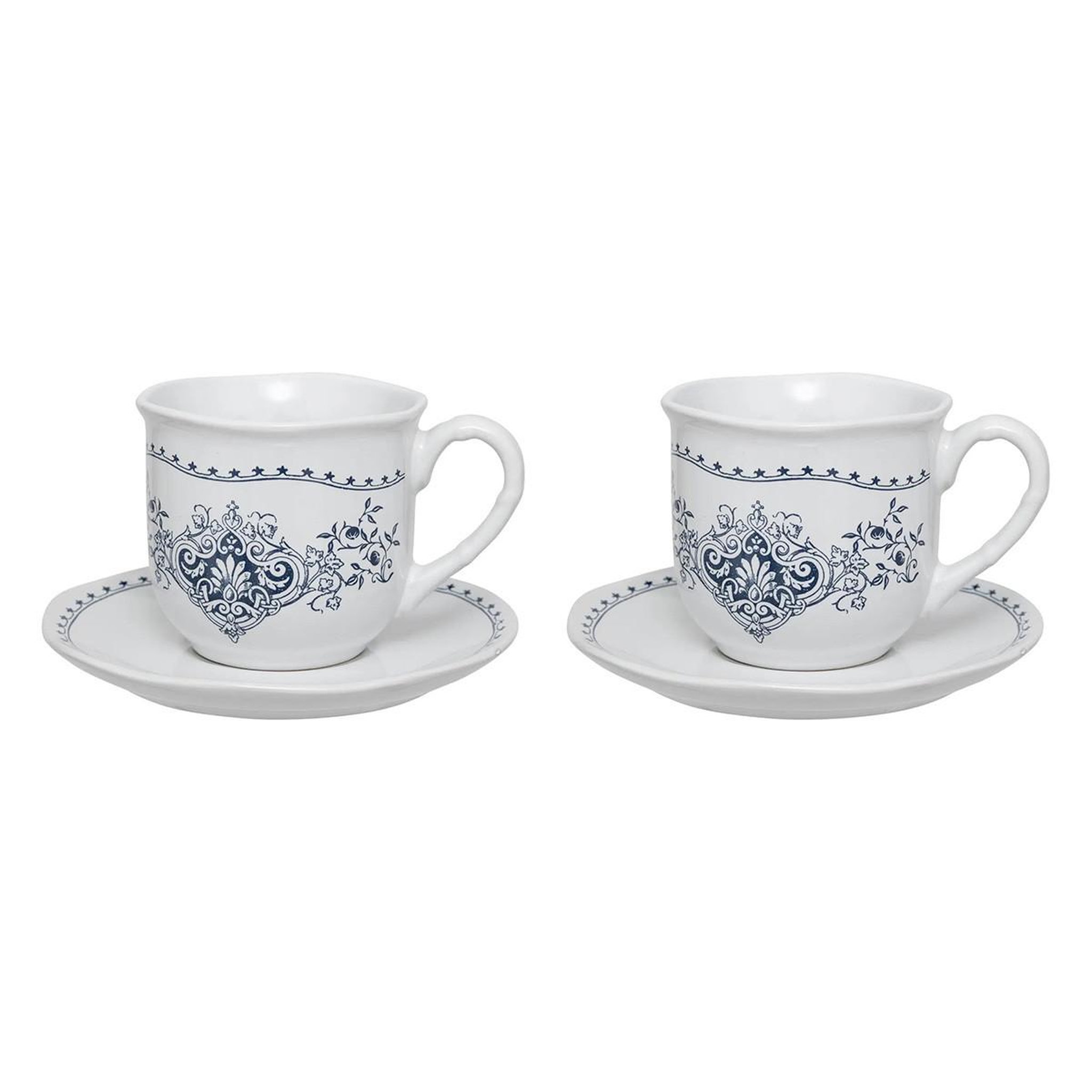 SECRET DE GOURMET Coffret 2 tasses & sous-tasses  little cottage  18cl blanc