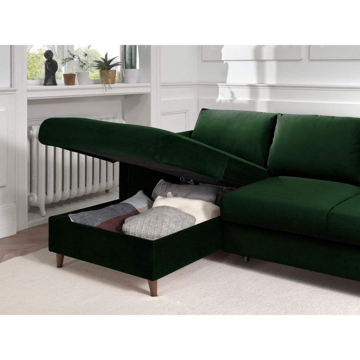 LISA DESIGN Brooke - canapé d'angle gauche - convertible avec coffre - 4 places - en velours