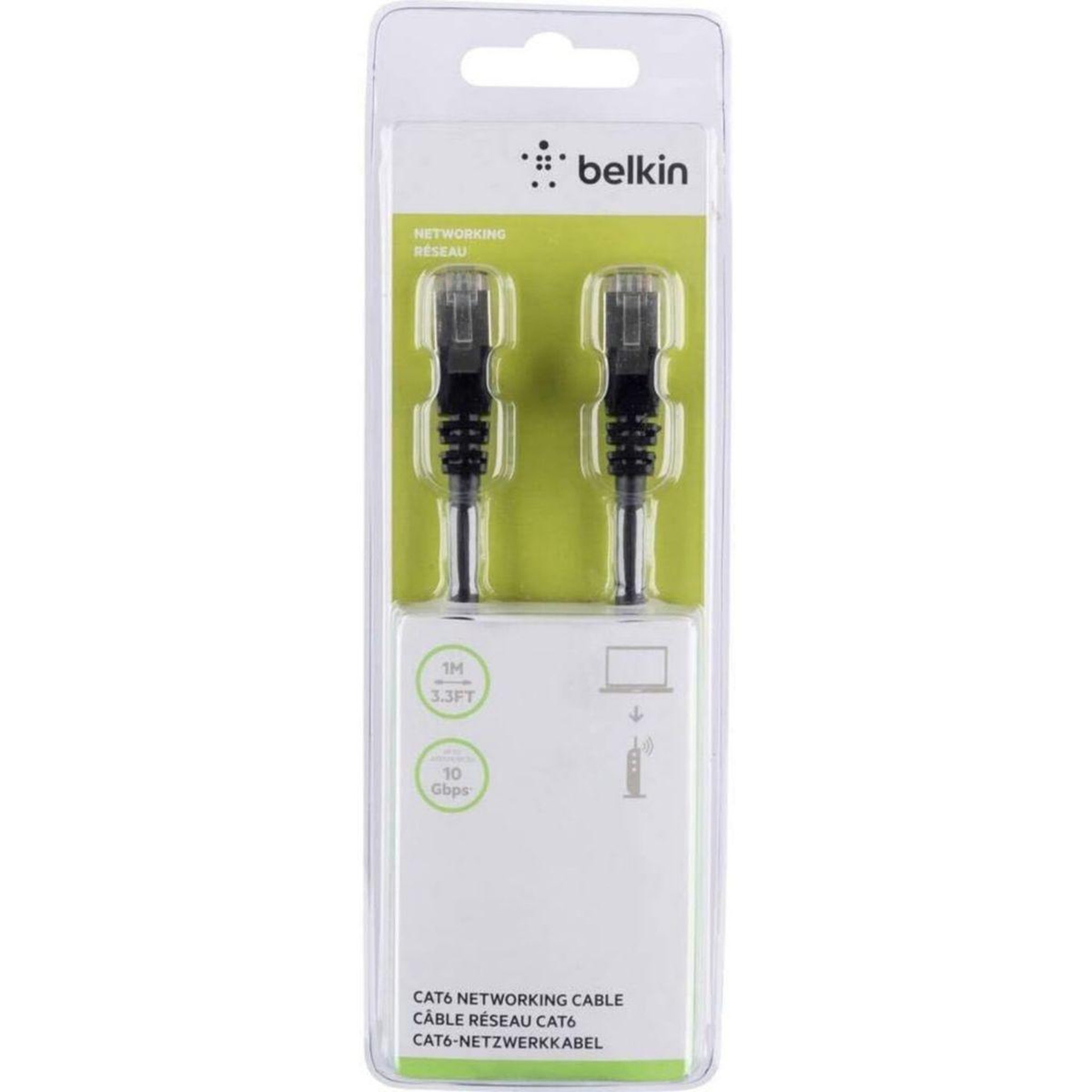 Voir la diapositive 2 : Belkin Câble Ethernet 1M Droit CAT6 Noir