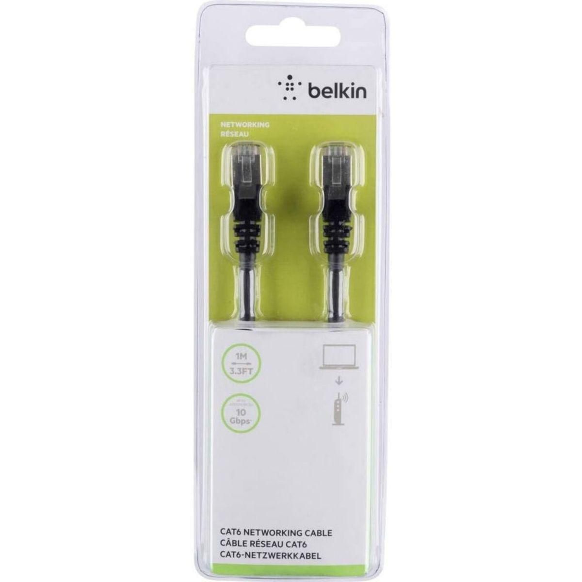 Belkin Câble Ethernet 1M Droit CAT6 Noir