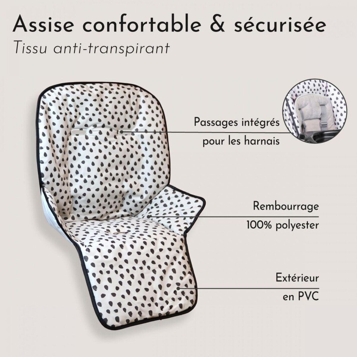 Monsieur Bébé Housse d'assise pour chaise haute bébé enfant gamme Ptit - Cléo