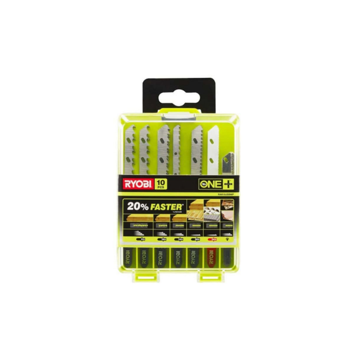 Ryobi Coffret de 10 lames pour scie sauteuse RYOBI One+ bois - métal plastique granite carrelage RAK10JSB